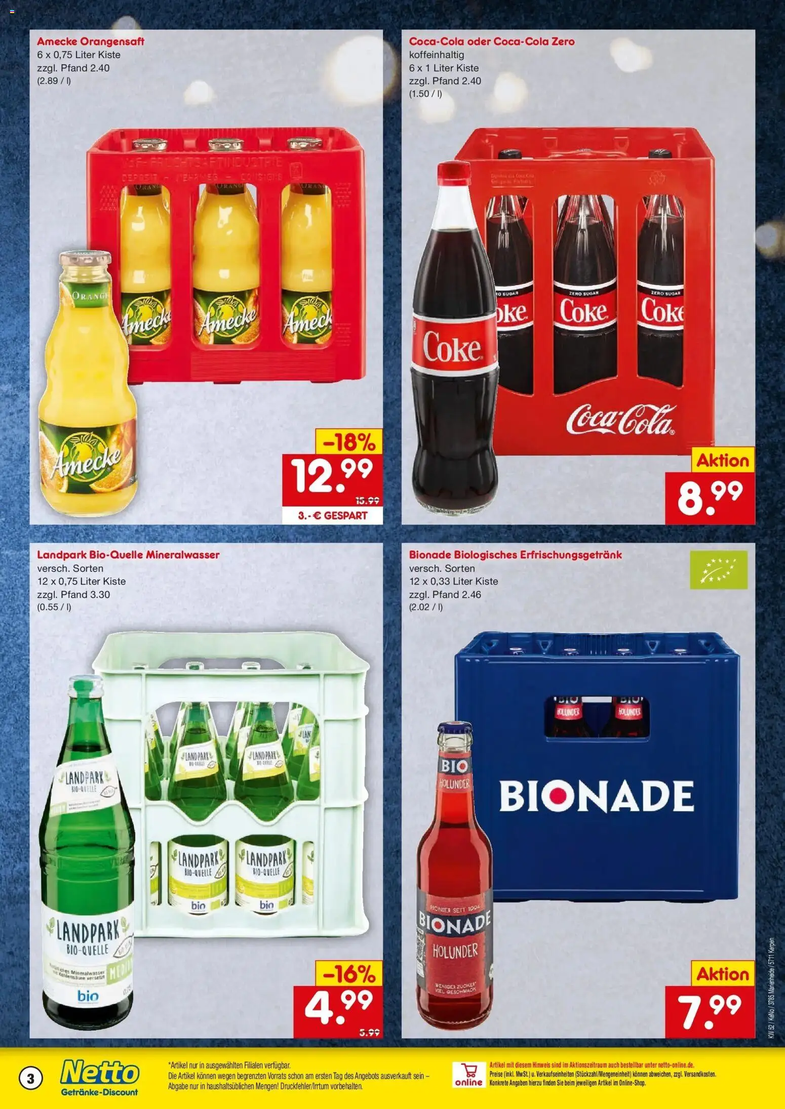 Netto Marken-Discount prospekt Marienheide	 – gültig ab 22.12.2025 | Seite: 3 | Produkte: Bionade, Orangensaft, Mineralwasser
