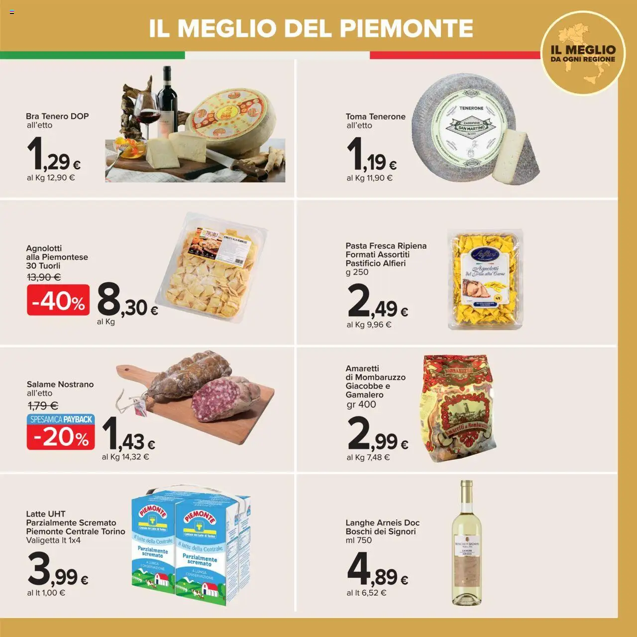 Volantino Carrefour del 26.09.2025 | Pagina: 3 | Prodotti: Salame, Latte, Pasta, Valigetta