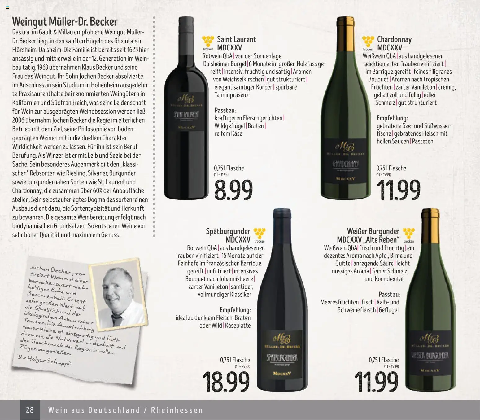 Edeka Struve Wein– und Spirituosen – gültig ab 14.11.2025 | Seite: 28 | Produkte: Trauben, Rotwein, Fisch, Schweinefleisch