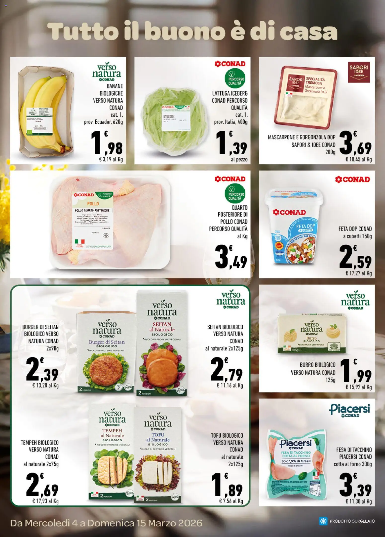 Volantino Conad del 04.03.2026 | Pagina: 4 | Prodotti: Banane, Burro, Feta, Mascarpone