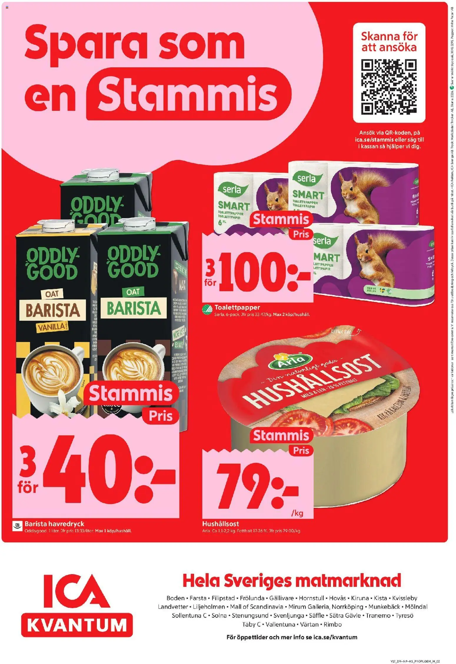 ICA Kvantum reklamblad aktuell från 20.04.2026 | Sida: 10 | Produkter: Toalettpapper, Hushållsost, Havredryck, Papper