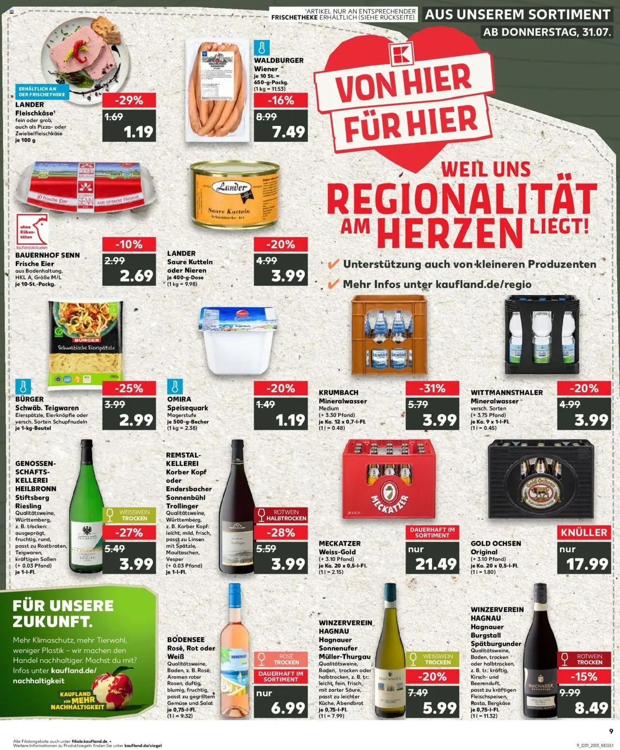 Kaufland prospekt Bad Saulgau	 - gültig ab dem 03.08.2025 | Seite: 20 | Produkte: Quark, Rotwein, Pasta, Salat
