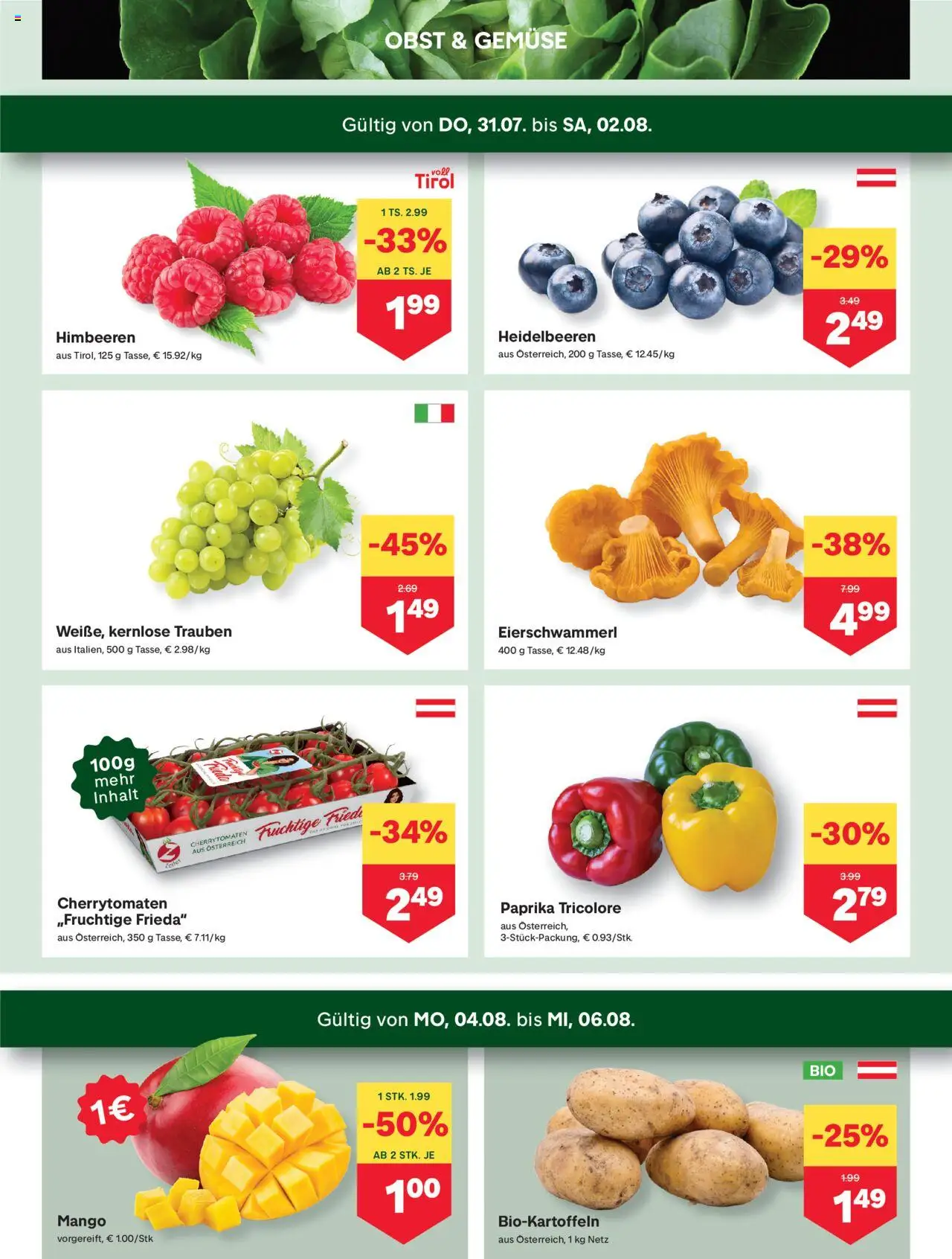 MPREIS Dellach im Drautal gültig ab 31.07.2025 | Seite: 2 | Produkte: Gemüse, Obst, Mango