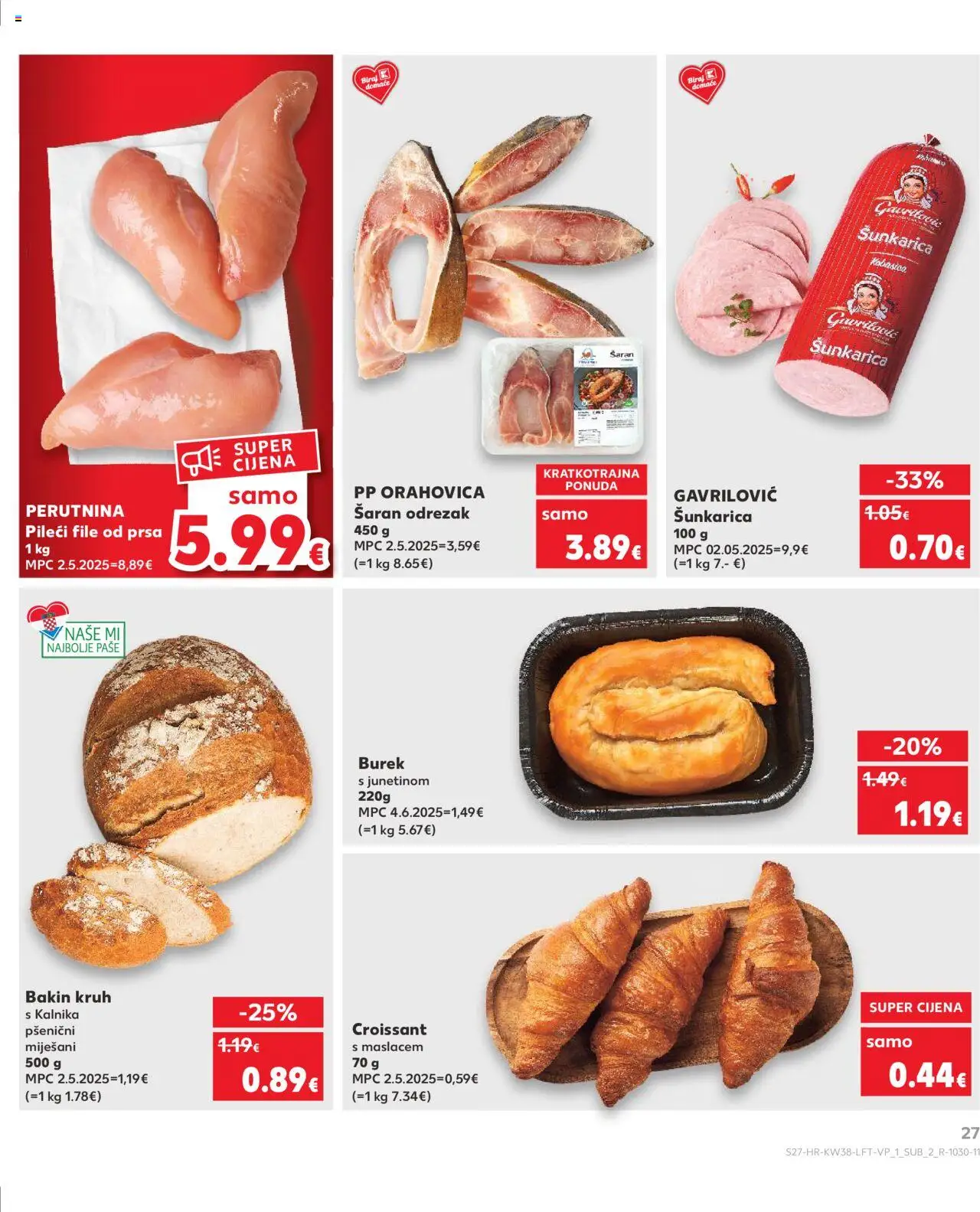Kaufland katalog | vrijedi od 17.09.2025 | Stranica: 27 | Proizvodi: Šaran, Pileći file, Kruh, Burek