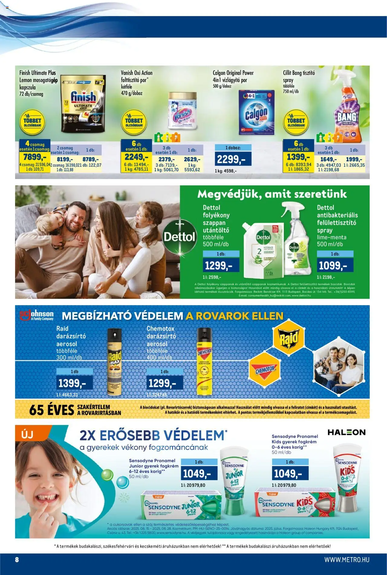 Metro akciós ujság - amely érvényes a következő dátumtól: 15.08.2025 | Oldal: 8 | Termékek: Doboz, Szappan, Fogkrém, Folttisztító