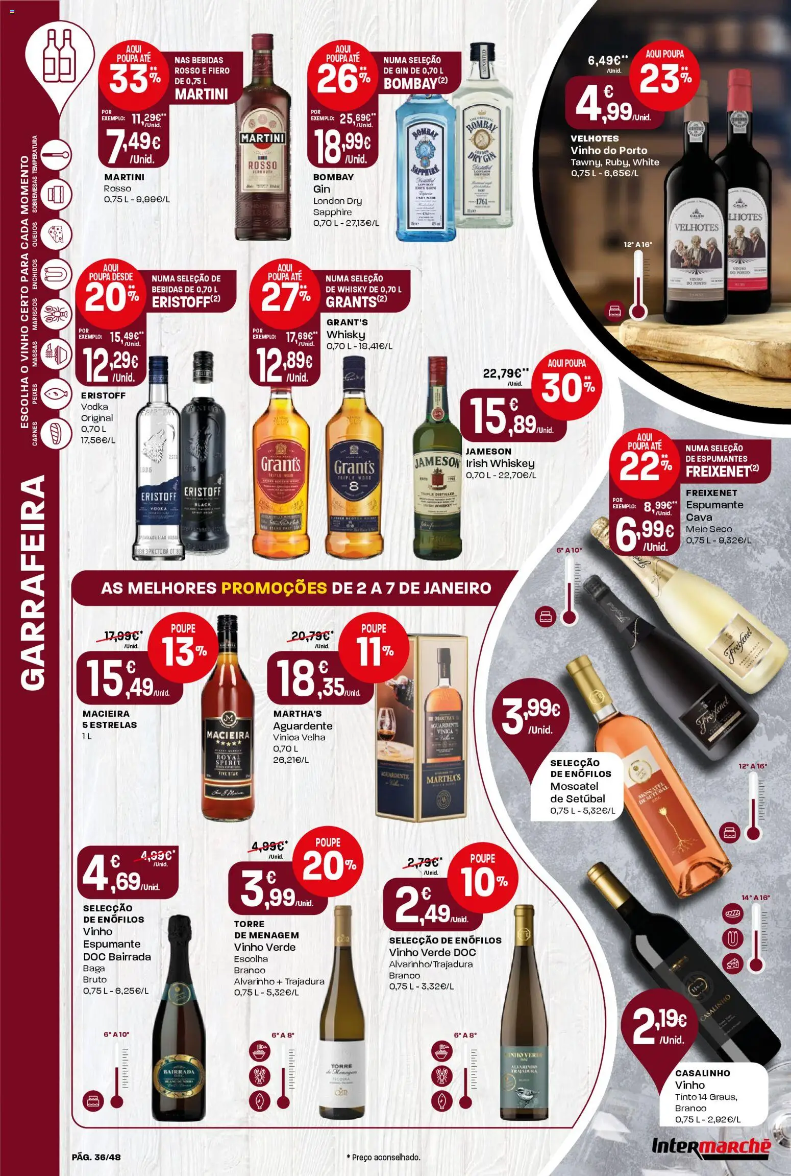 Intermarché folheto │ válido de 02.01.2026 | Página: 36 | Produtos: Espumante, Vinho, Gin, Vodka