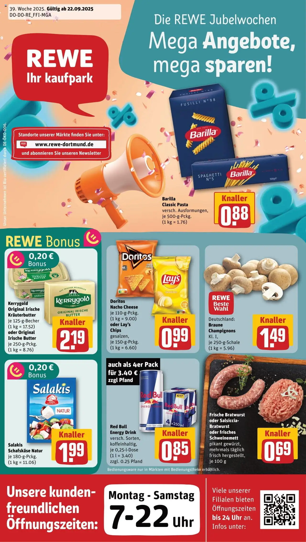 Rewe ihr Kaufpark Prospekt 	 – gültig ab 22.09.2025 | Seite: 1 | Produkte: Red bull, Barilla, Uhr, Schafskase