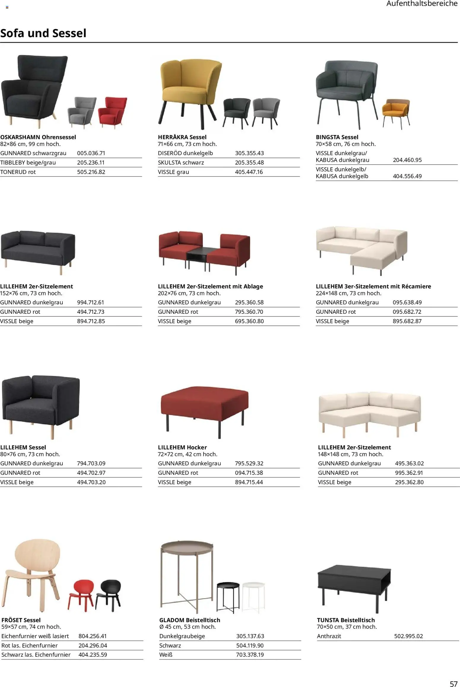 Ikea Büroeinrichtung – gültig ab 02.01.2026 | Seite: 57 | Produkte: Hocker, Beistelltisch, Sofa, Sessel