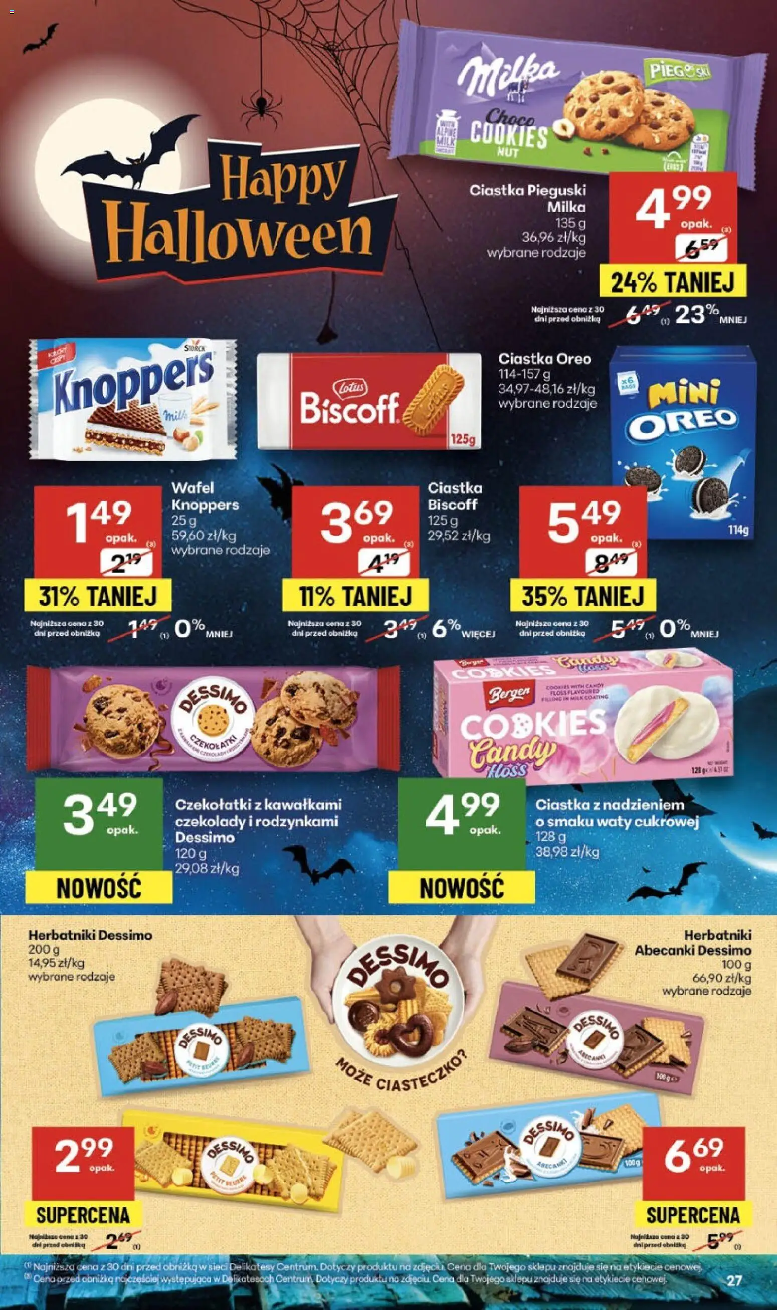 Delikatesy Centrum Gazetka od 30.10.2025 | Strona: 27 | Produkty: Knoppers, Czekolady, Ciastka Oreo, Ciastka