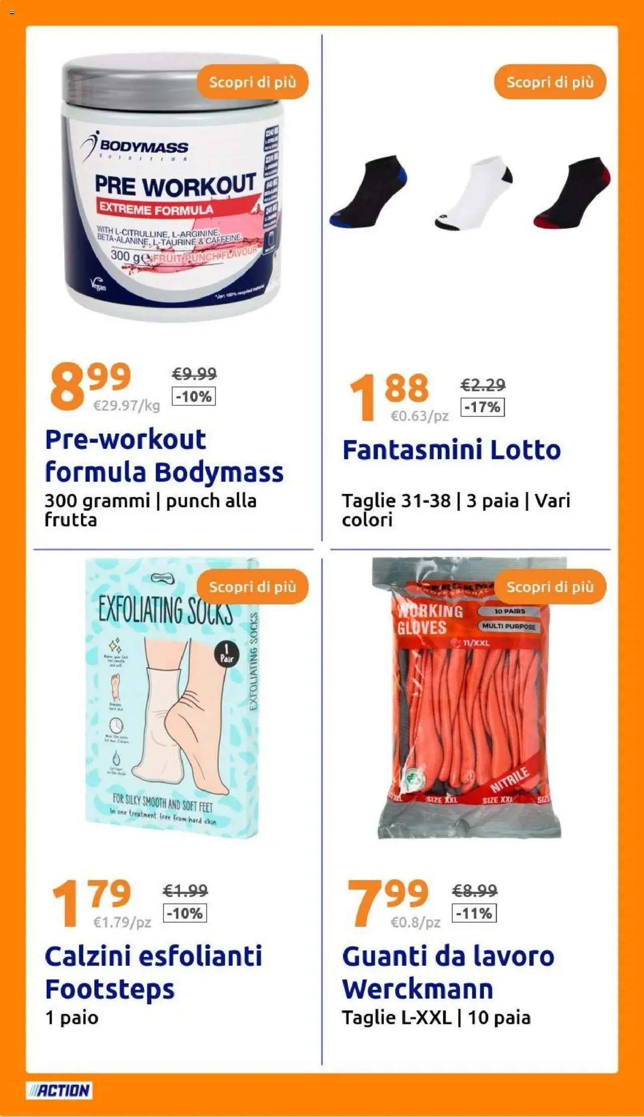 Volantino Action del 18.06.2025 | Pagina: 22 | Prodotti: Calzini, Frutta, Fantasmini, Guanti