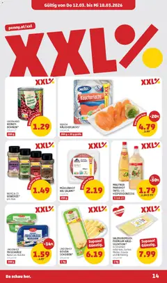 Penny Markt - Flugblatt ab 12.03.2026 gültig | Seite: 14 | Produkte: Pfeffer, Knoblauch, Käse, Salami