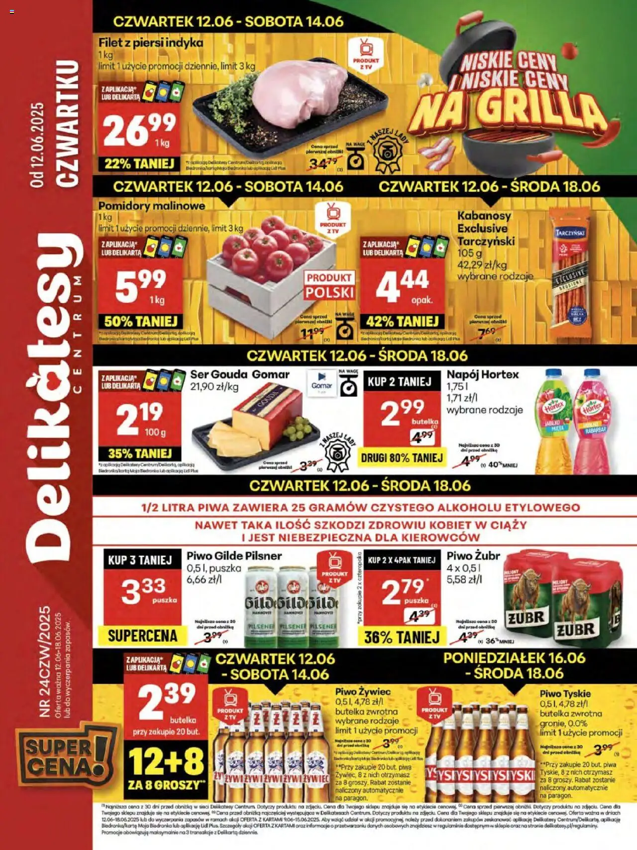 Delikatesy Centrum Gazetka od 12.06.2025 | Strona: 1 | Produkty: Delikatesy, Tyskie, Ser, Ser gouda