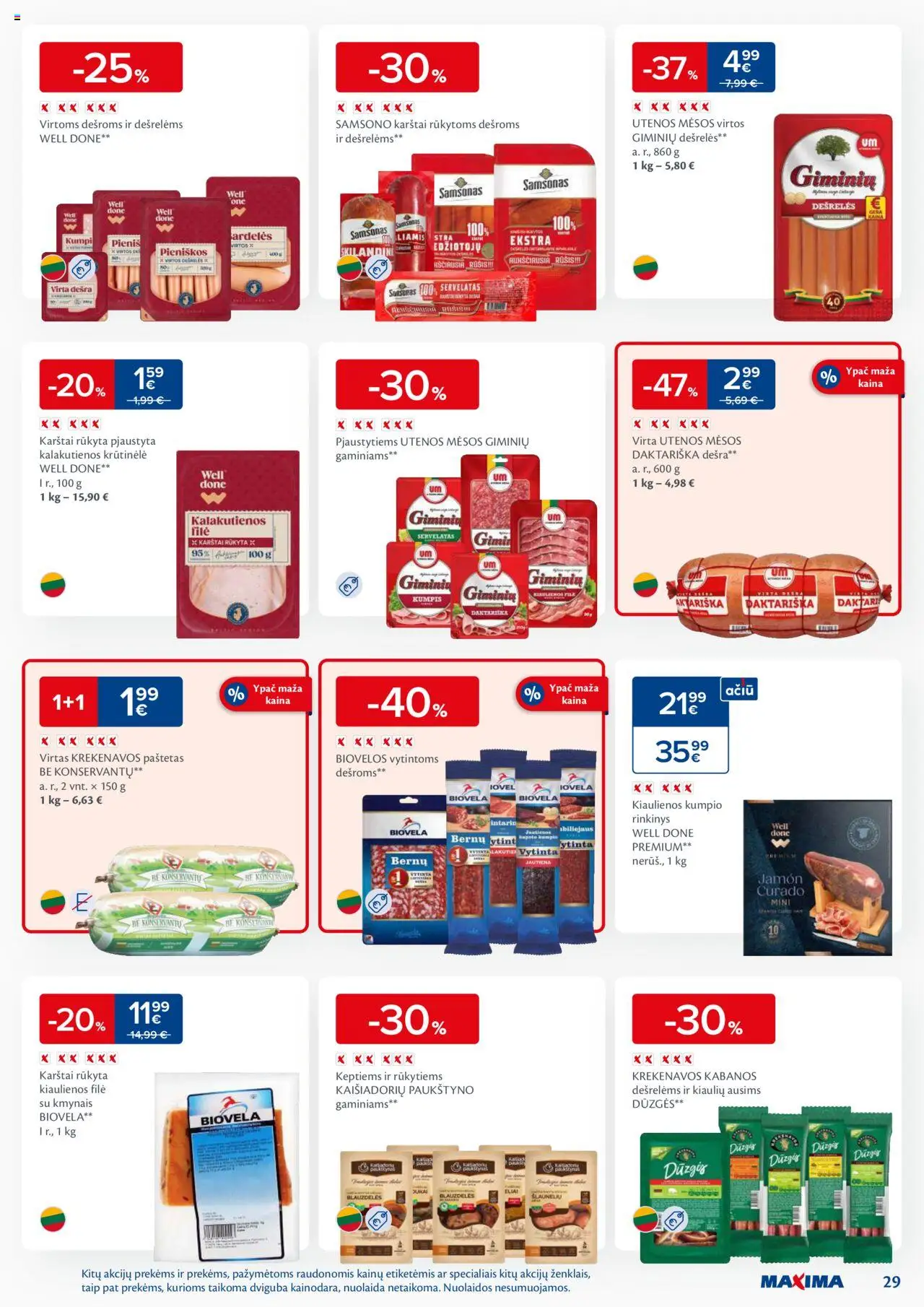 MAXIMA leidinys│galioja nuo 17.06.2025 | Puslapis: 29 | Prekių: Kiaulienos, Dešrelės, Kumpis, Dešra