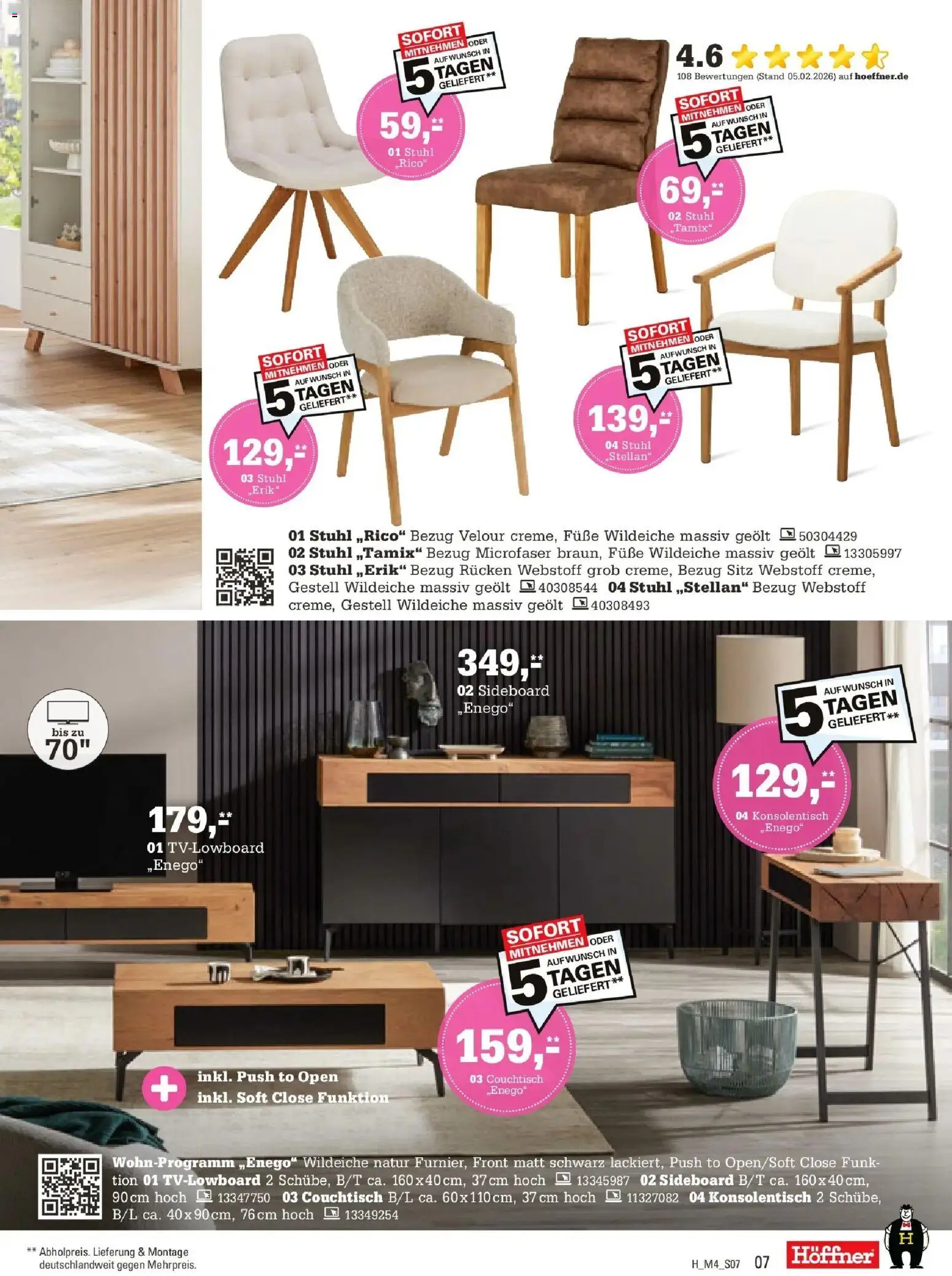 Höffner Prospekt Fürth	 – gültig ab 01.04.2026 | Seite: 7 | Produkte: Sideboard, Couchtisch, Stuhl, Konsolentisch