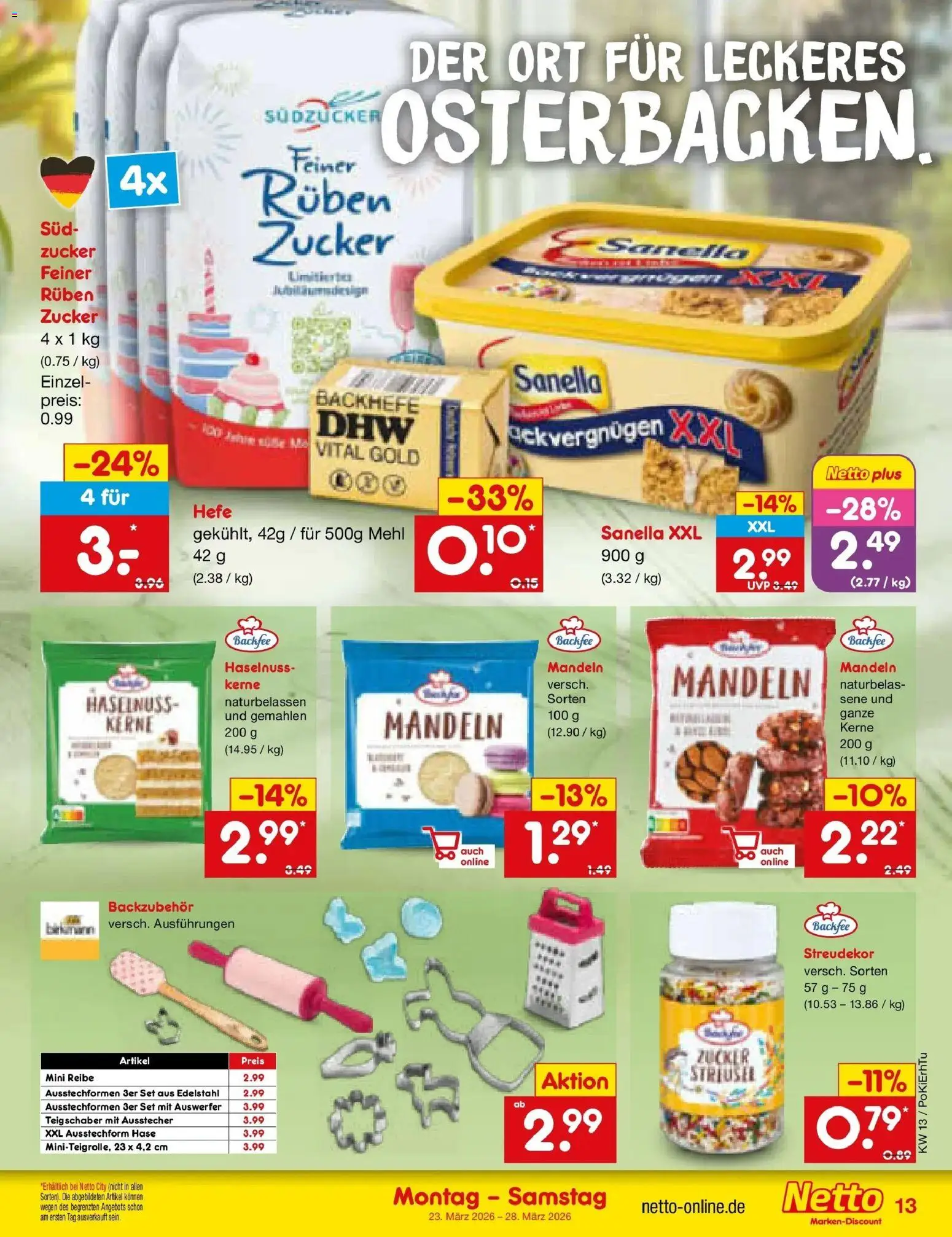 Netto Marken-Discount Prospekt Mistelbach	 – gültig ab 23.03.2026 | Seite: 13 | Produkte: Mehl, Mandeln, Zucker, Sanella
