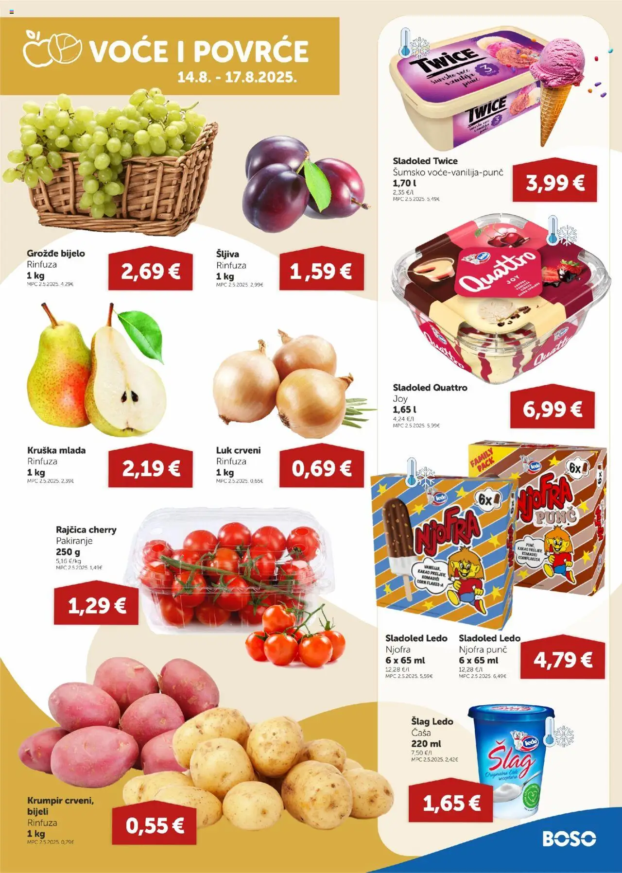 Boso katalog | vrijedi od 14.08.2025 | Stranica: 3 | Proizvodi: Krumpir, Rajčica, Kakao, Šlag