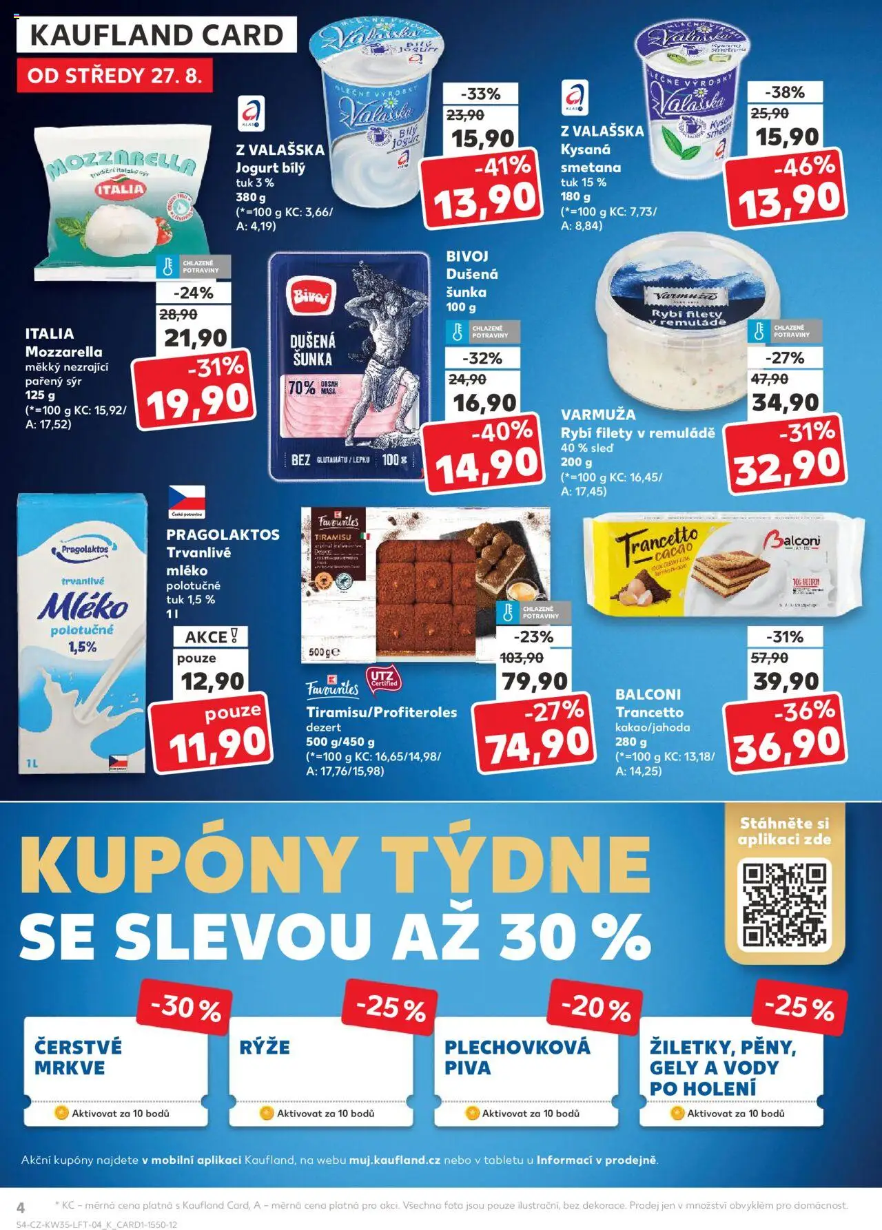 Kaufland leták - Brno od 27.08.2025 | Strana: 4 | Produkty: Jogurt, Rýže, Smetana, Mozzarella
