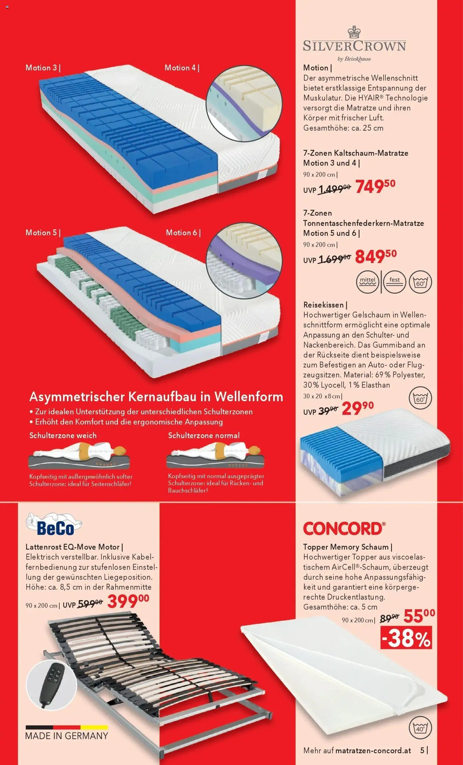 Matratzen Concord - Matratzen Concord: SALE gültig ab 26.12.2025 | Seite: 5 | Produkte: Kabel, Matratze, Lattenrost