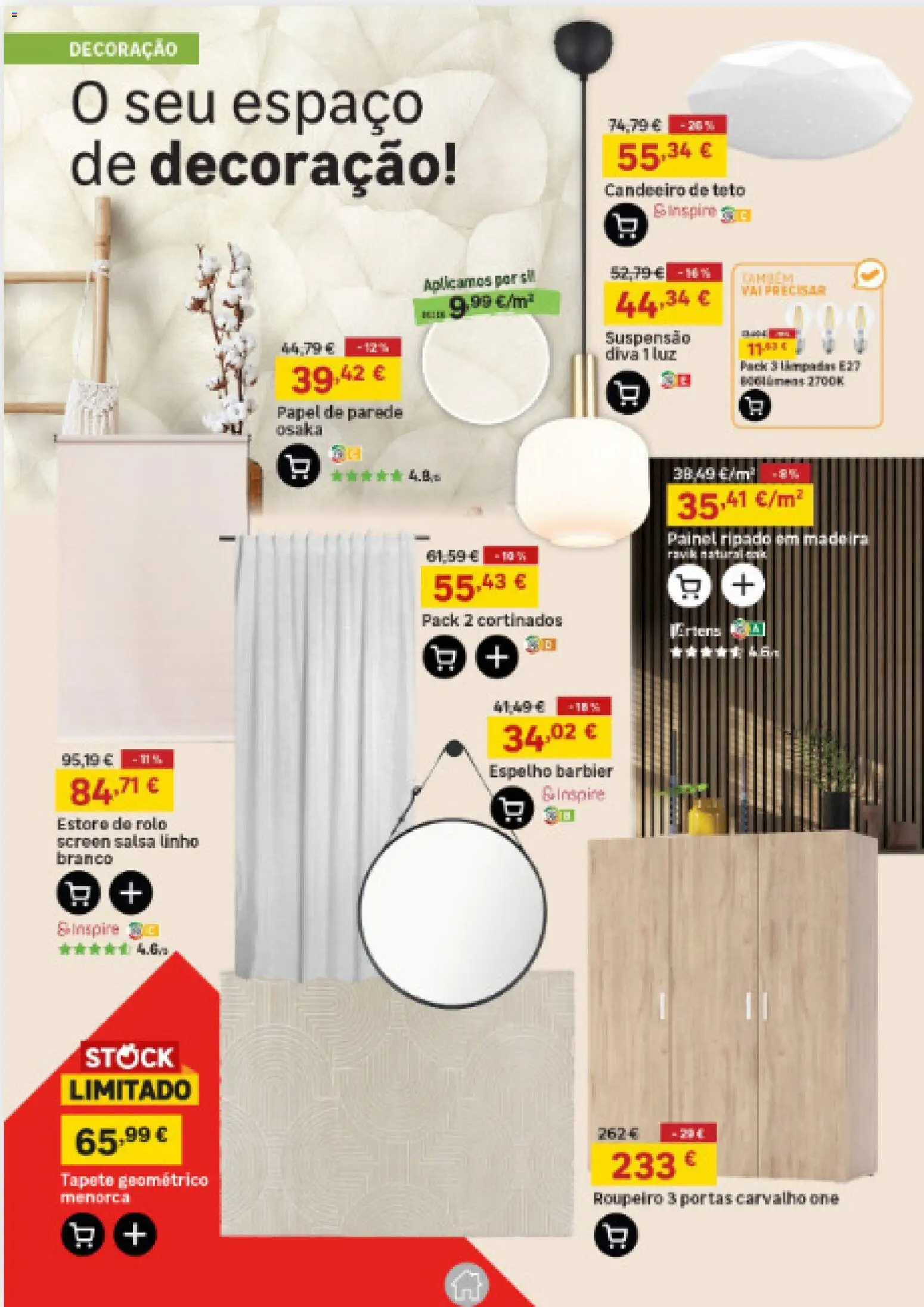 Leroy Merlin Arquipélago da Madeira │ válido de 26.03.2026 | Página: 18 | Produtos: Suspensão, Portas, Espelho, Papel de parede