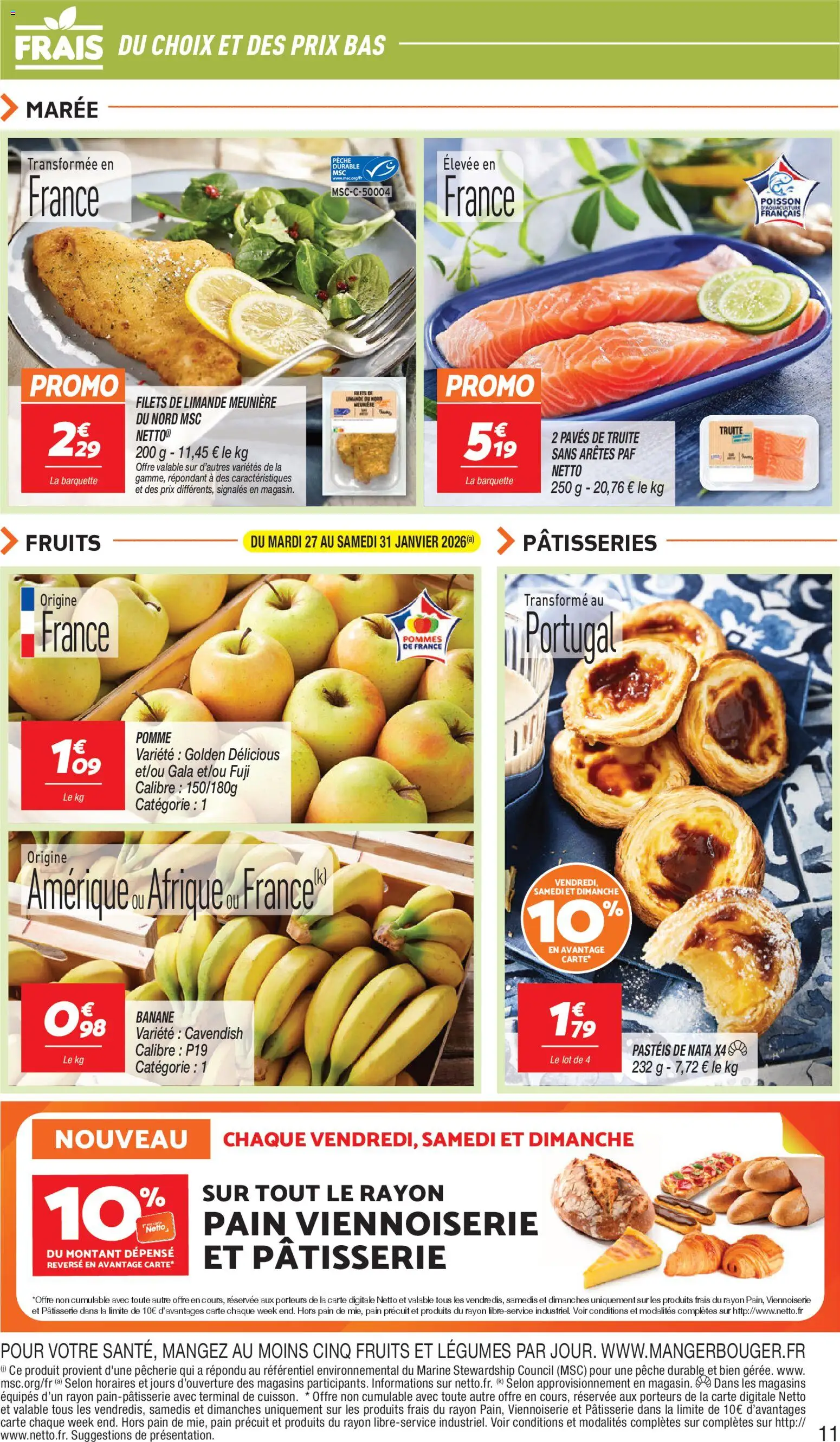 {H1} | Page: 11 | Produits: Pêche, Pain, Pommes, Poisson