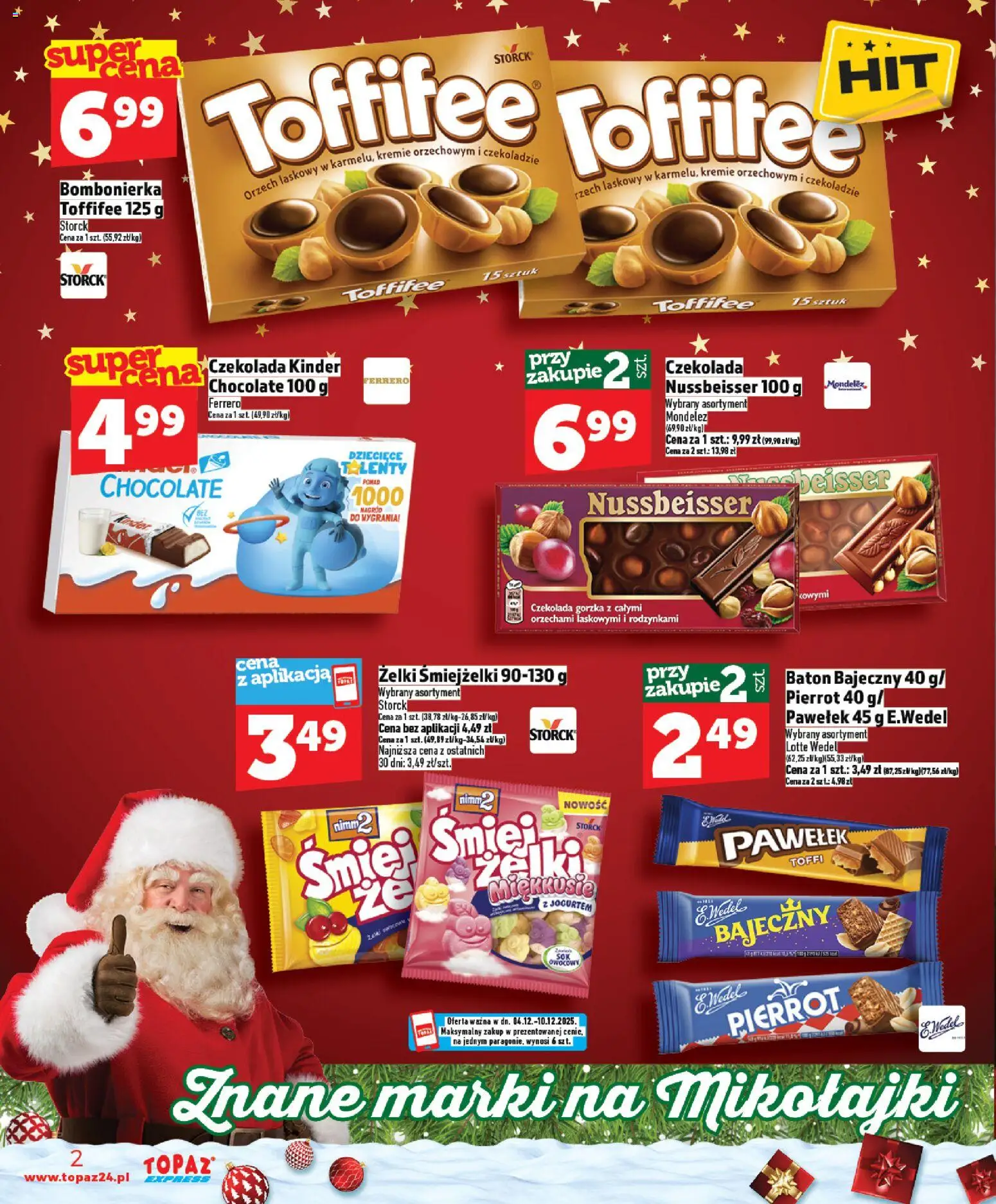 Topaz Gazetka - Express od 04.12.2025 | Strona: 2 | Produkty: Bombonierka, Toffifee, Baton, Czekolada