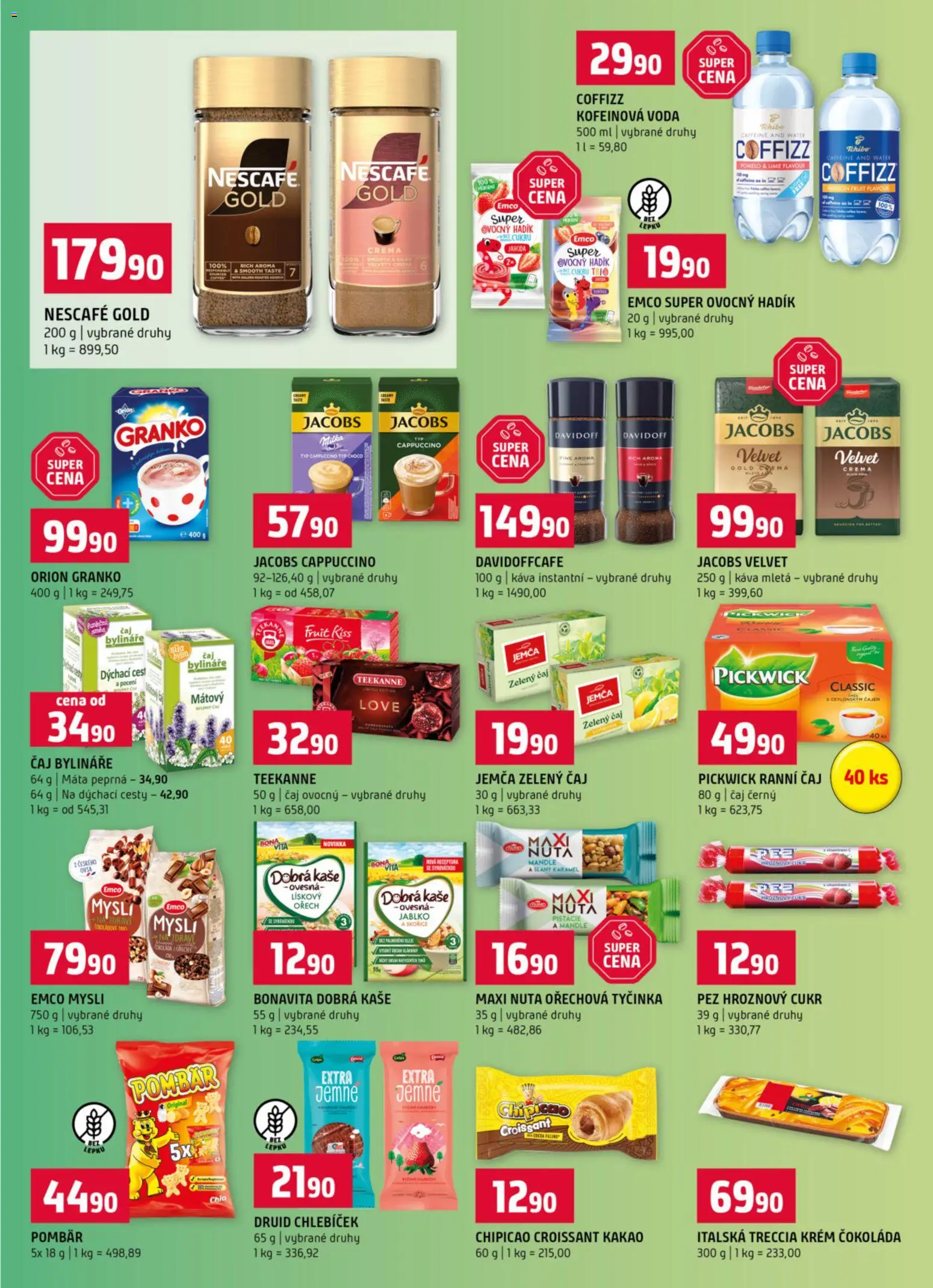 Terno leták od 21.01.2026 | Strana: 9 | Produkty: Zelený čaj, Nescafé, Kaše, Jacobs velvet
