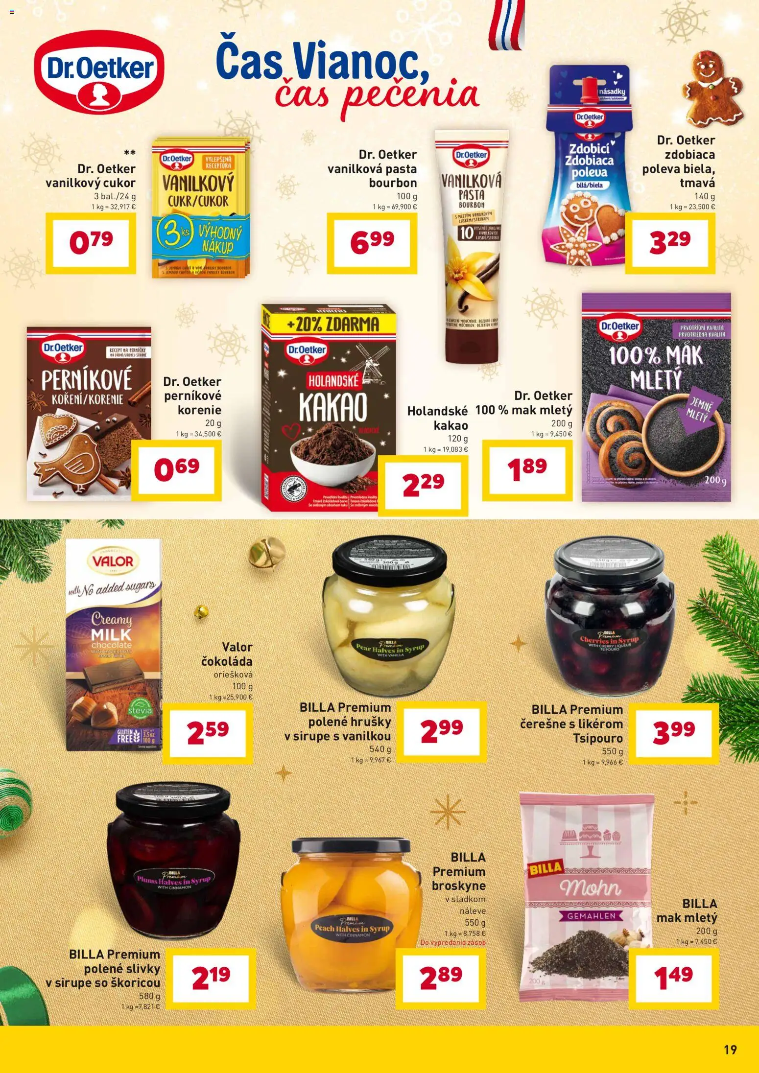 Nové Billa akcie – leták je platný od 10.12.2025 | Strana: 19 | Produkty: Korenie, Hrušky, Čerešne, Mak