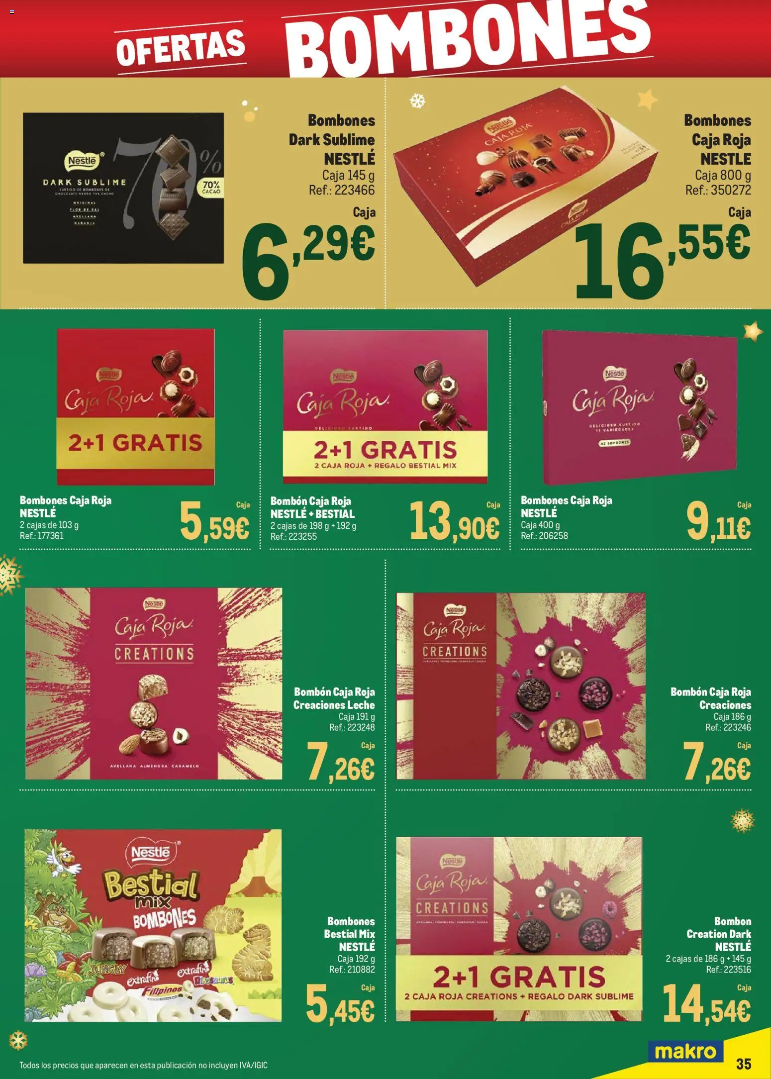 Makro - Precios Especial Sur │ válido desde el 09.12.2025 | Página: 35 | Productos: Leche, Chocolate, Φρυγανιές σικάλεως, Caja