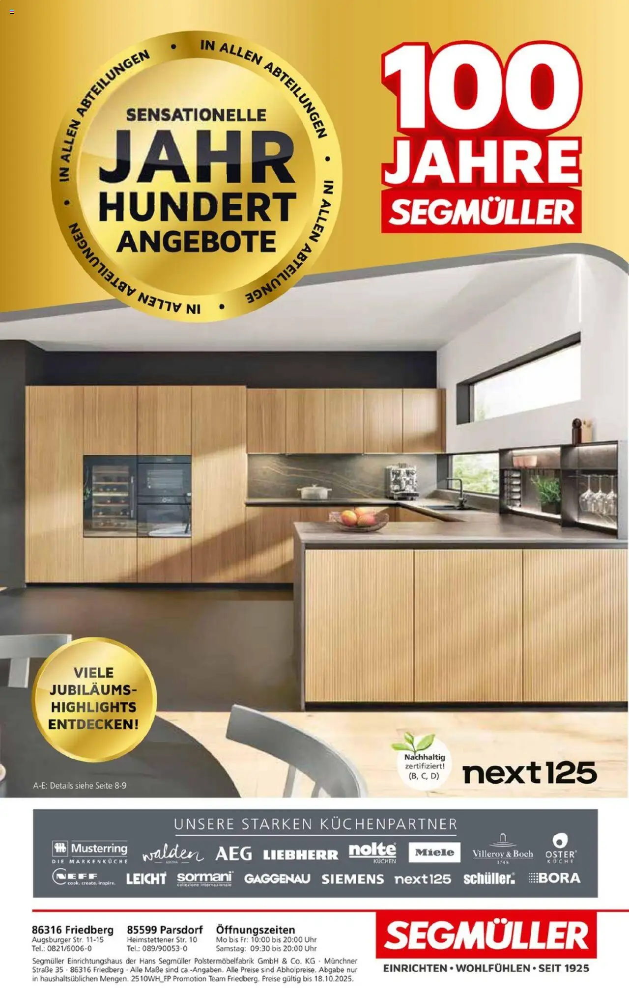 Segmüller Wohndesign – gültig ab 27.09.2025 | Seite: 42 | Produkte: Miele, Neff, Kuchen, Uhr