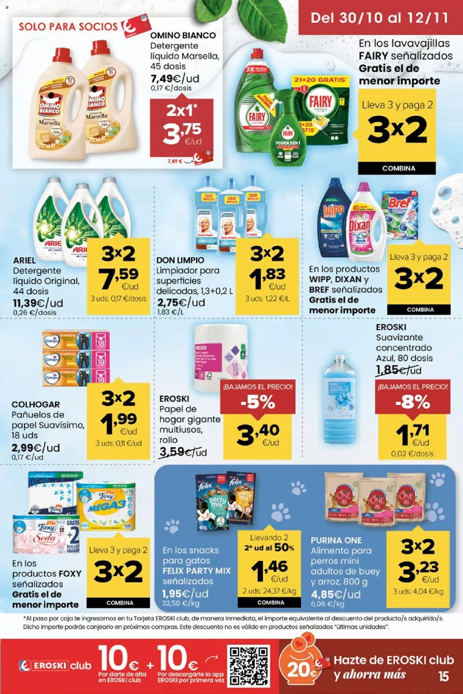 Eroski - Miramos por ti │ válido desde el 30.10.2025 | Página: 15 | Productos: Té, Suavizante, Lavavajillas, Caja