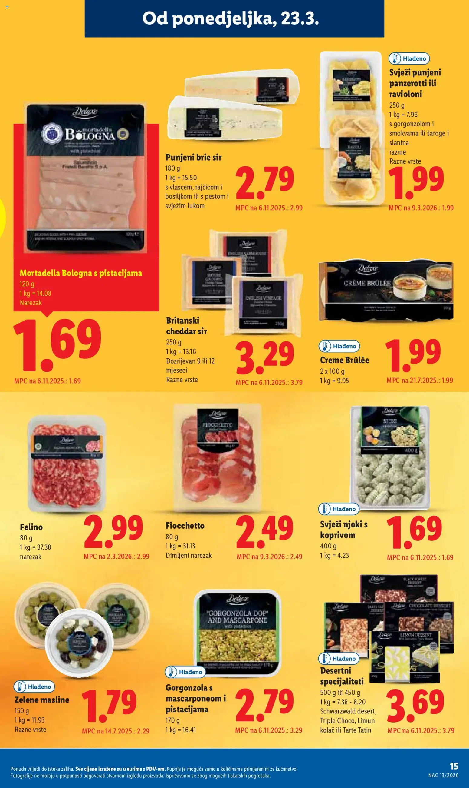Lidl katalog | vrijedi od 23.03.2026 | Stranica: 15 | Proizvodi: Masline, Njoki, Slanina, Limun