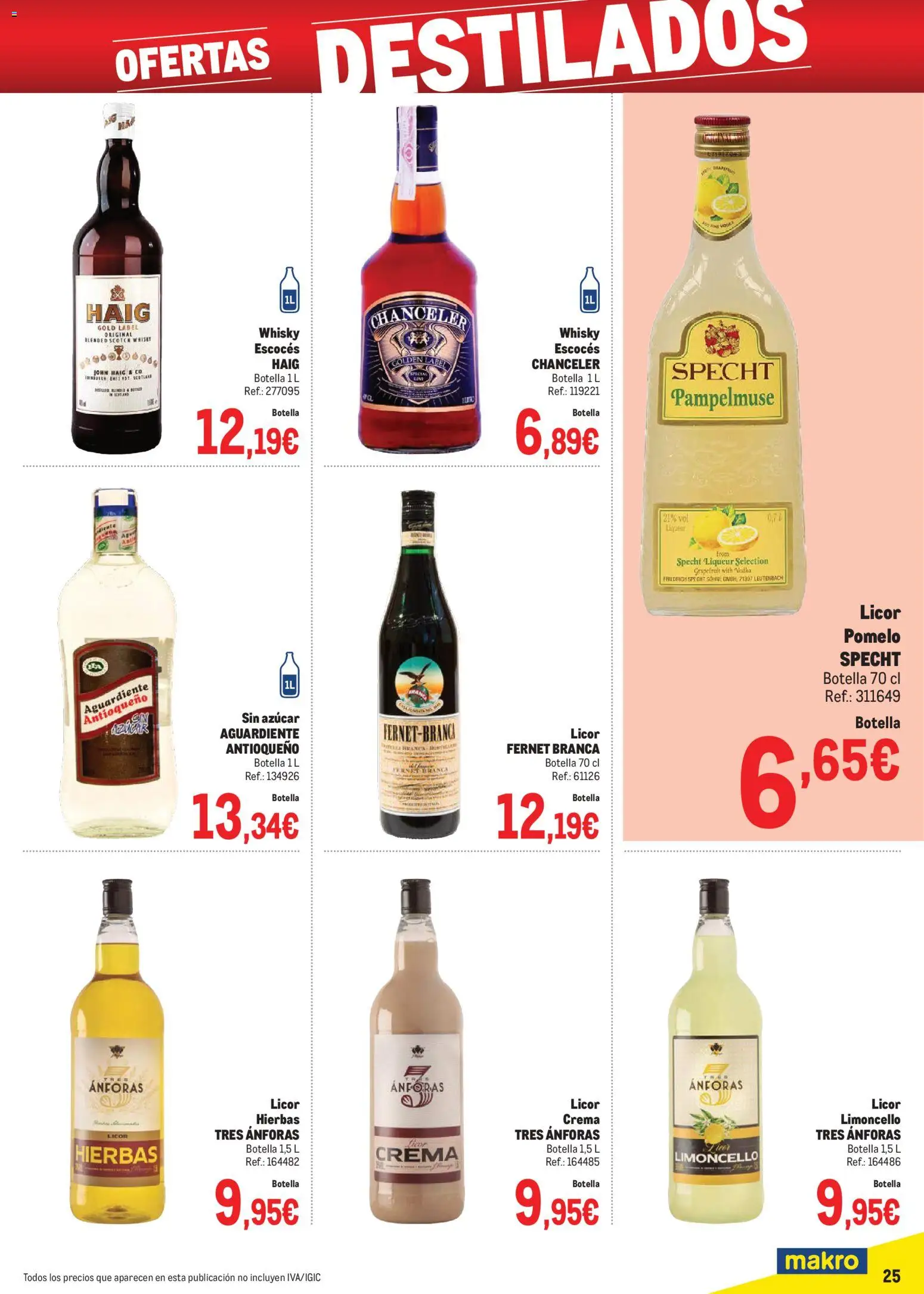 Makro - Precios Canarias │ válido desde el 06.01.2026 | Página: 25 | Productos: Licor, Ροδάκινα, Crema, Whisky