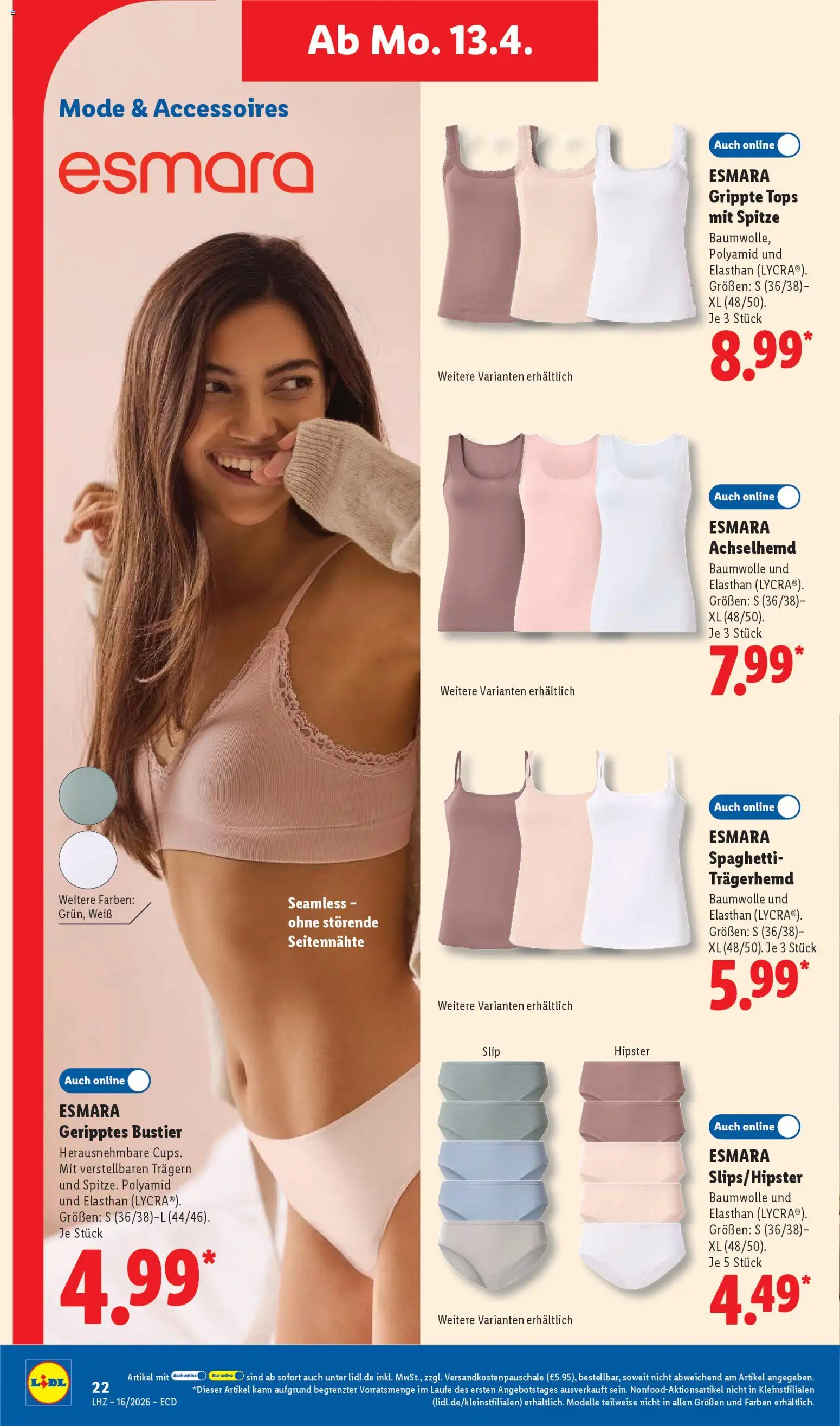 Lidl Prospekt – gültig ab 13.04.2026 | Seite: 40 | Produkte: Trägerhemd, Slip