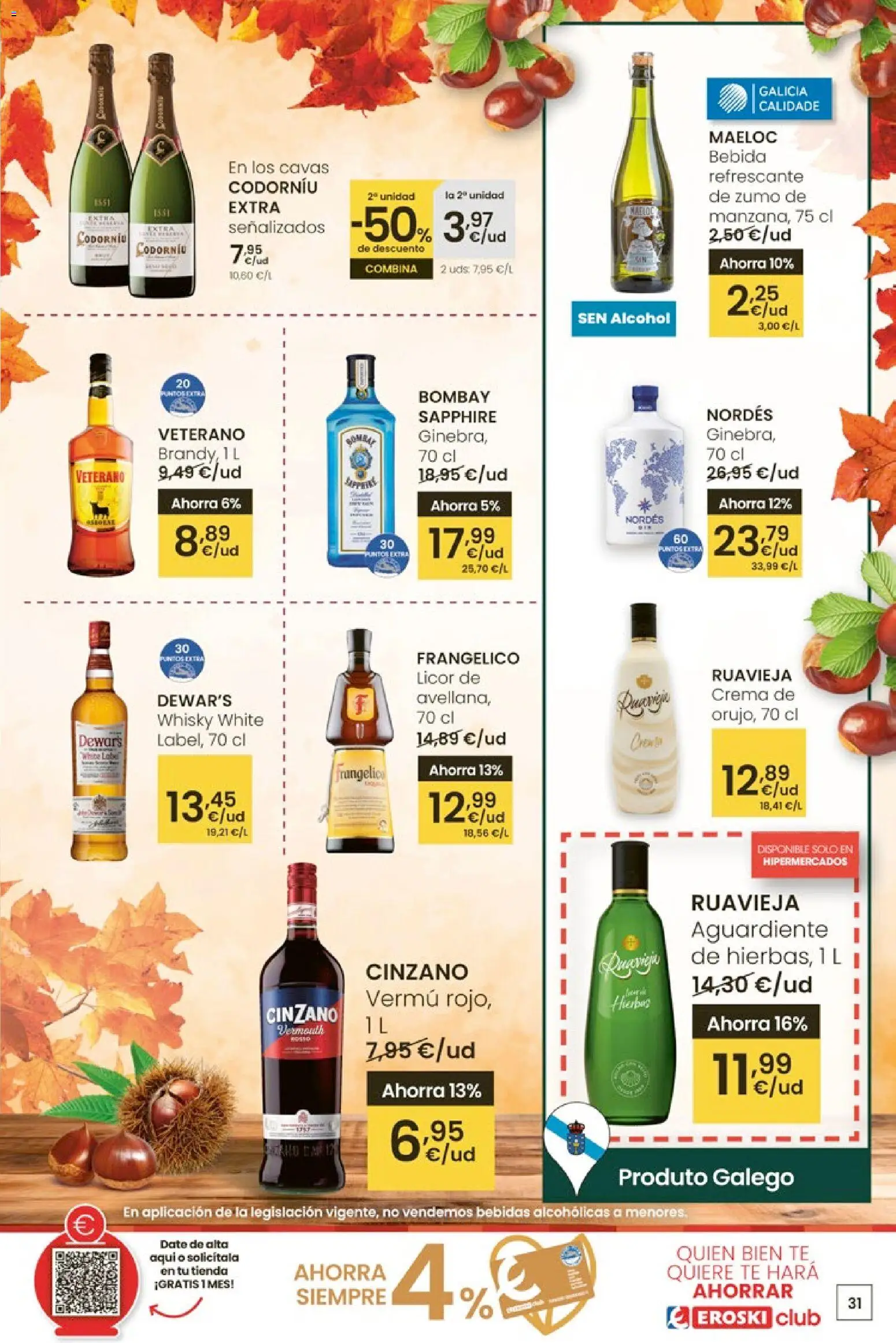 Eroski - Oferta 3x2 │ válido desde el 30.10.2025 | Página: 31 | Productos: Licor, Ροζ πιπέρι, Té, Whisky
