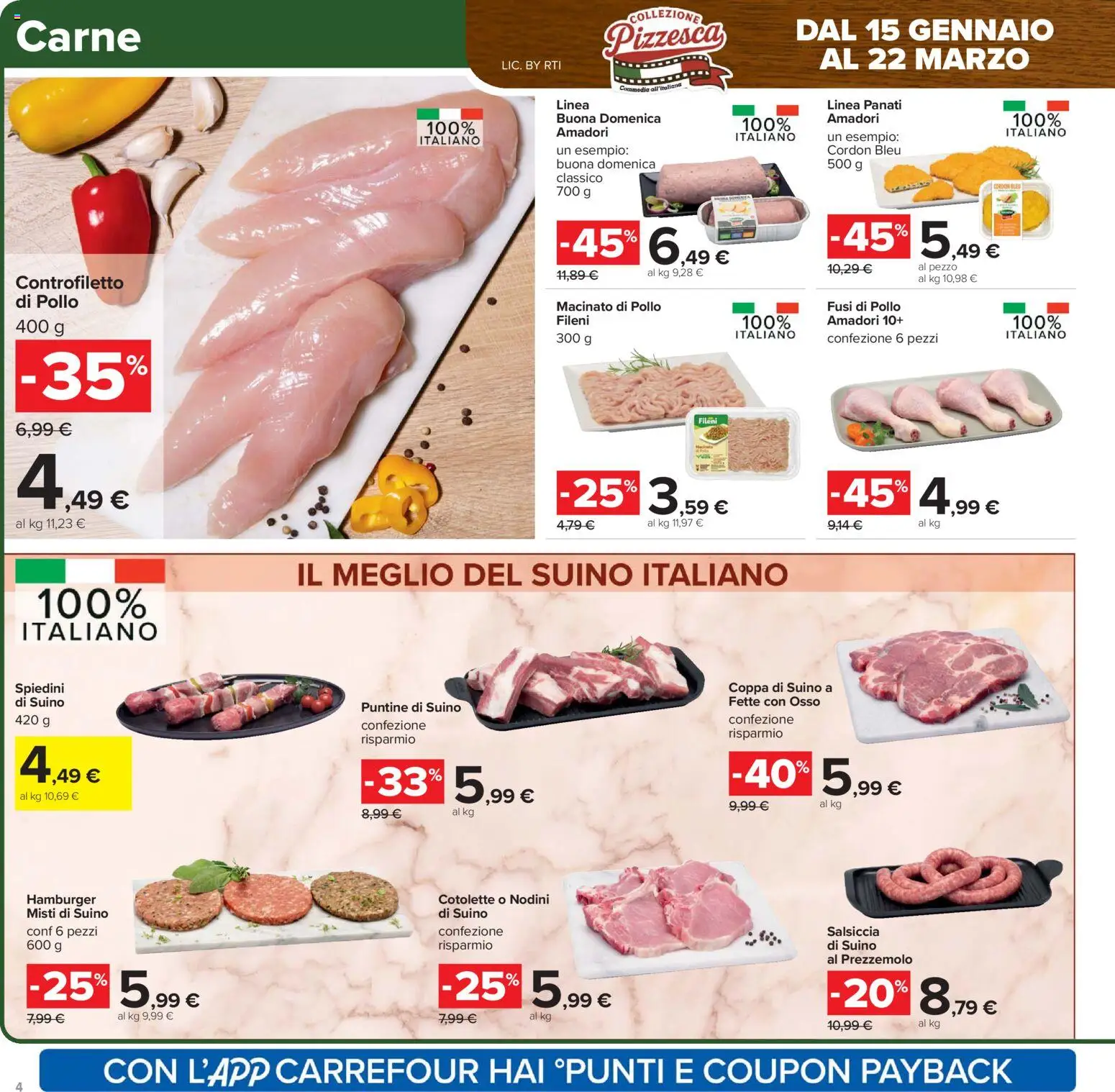 Volantino Carrefour del 17.02.2026 | Pagina: 4 | Prodotti: Pollo, Prezzemolo, Hamburger, Macinato