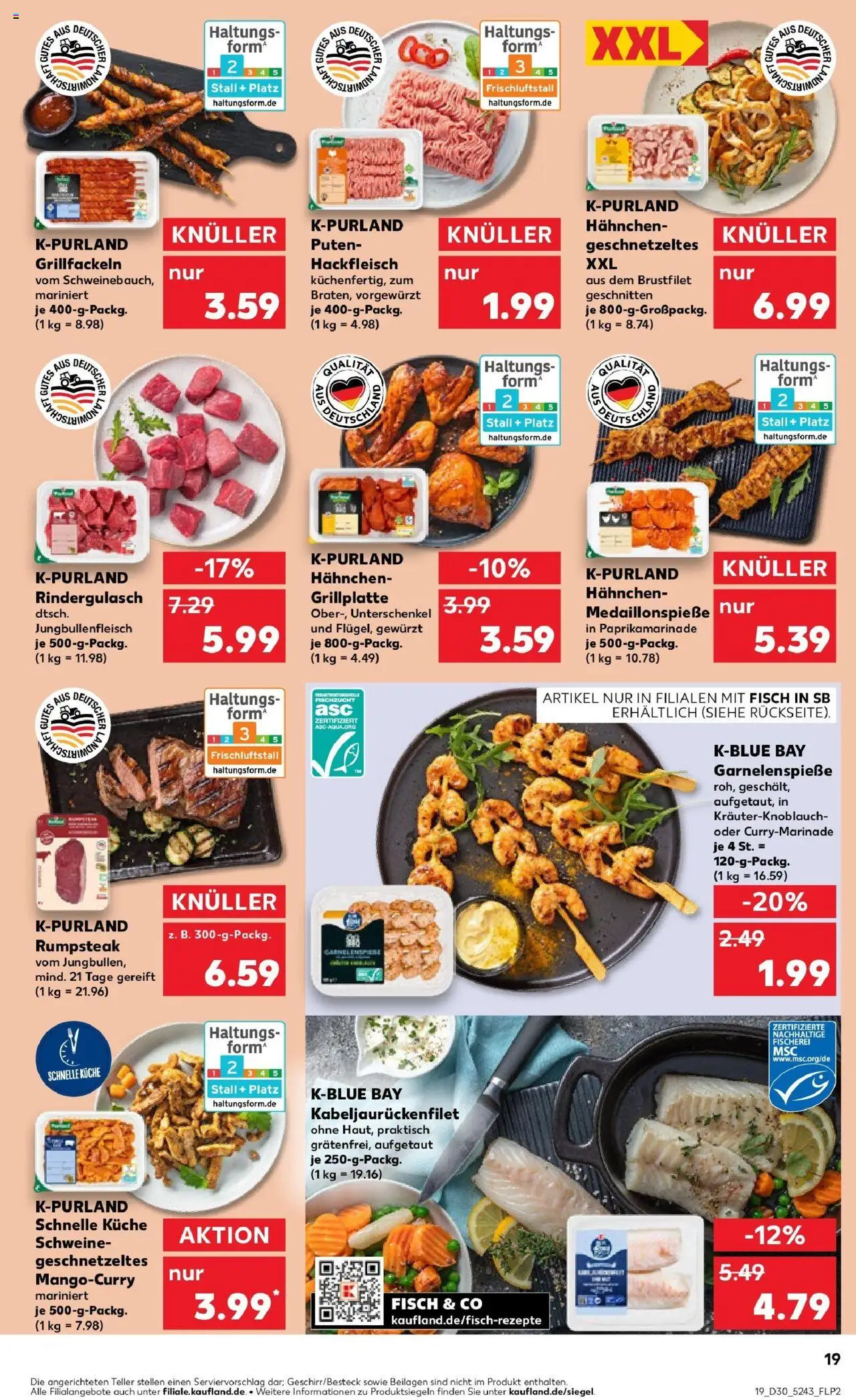 Kaufland prospekt Bad Dürrheim	 - gültig ab dem 24.07.2025 | Seite: 19 | Produkte: Rumpsteak, Rindergulasch, Küche, Fisch