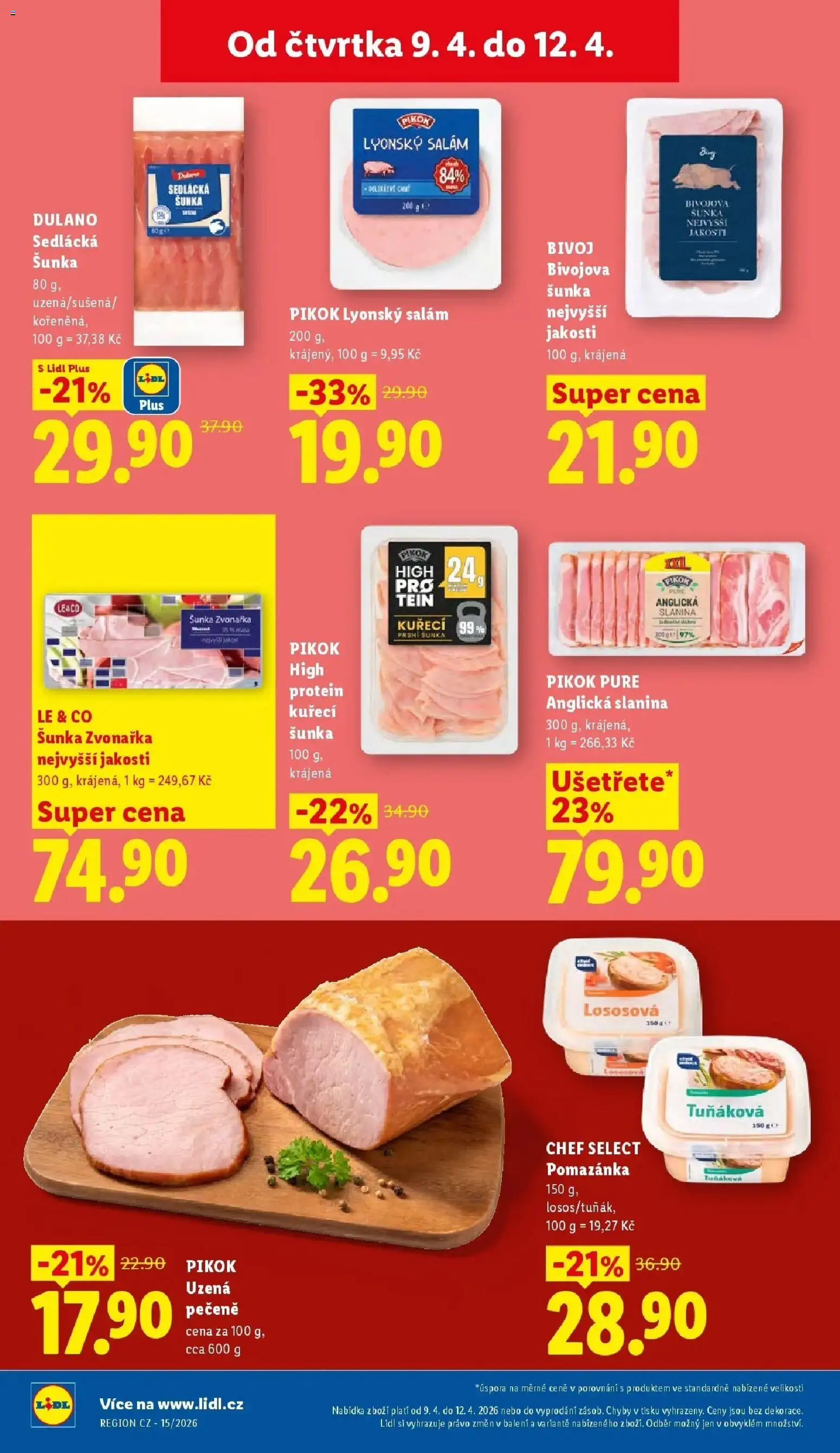Lidl aktuální leták od 09.04.2026 | Strana: 18 | Produkty: Salám, Lyonský salám, Slanina, Pikok