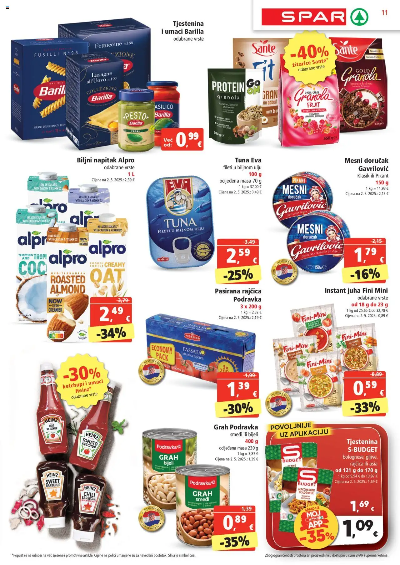 Spar katalog | vrijedi od 13.08.2025 | Stranica: 11 | Proizvodi: Podravka, Žitarice, Tjestenina, Rajčica