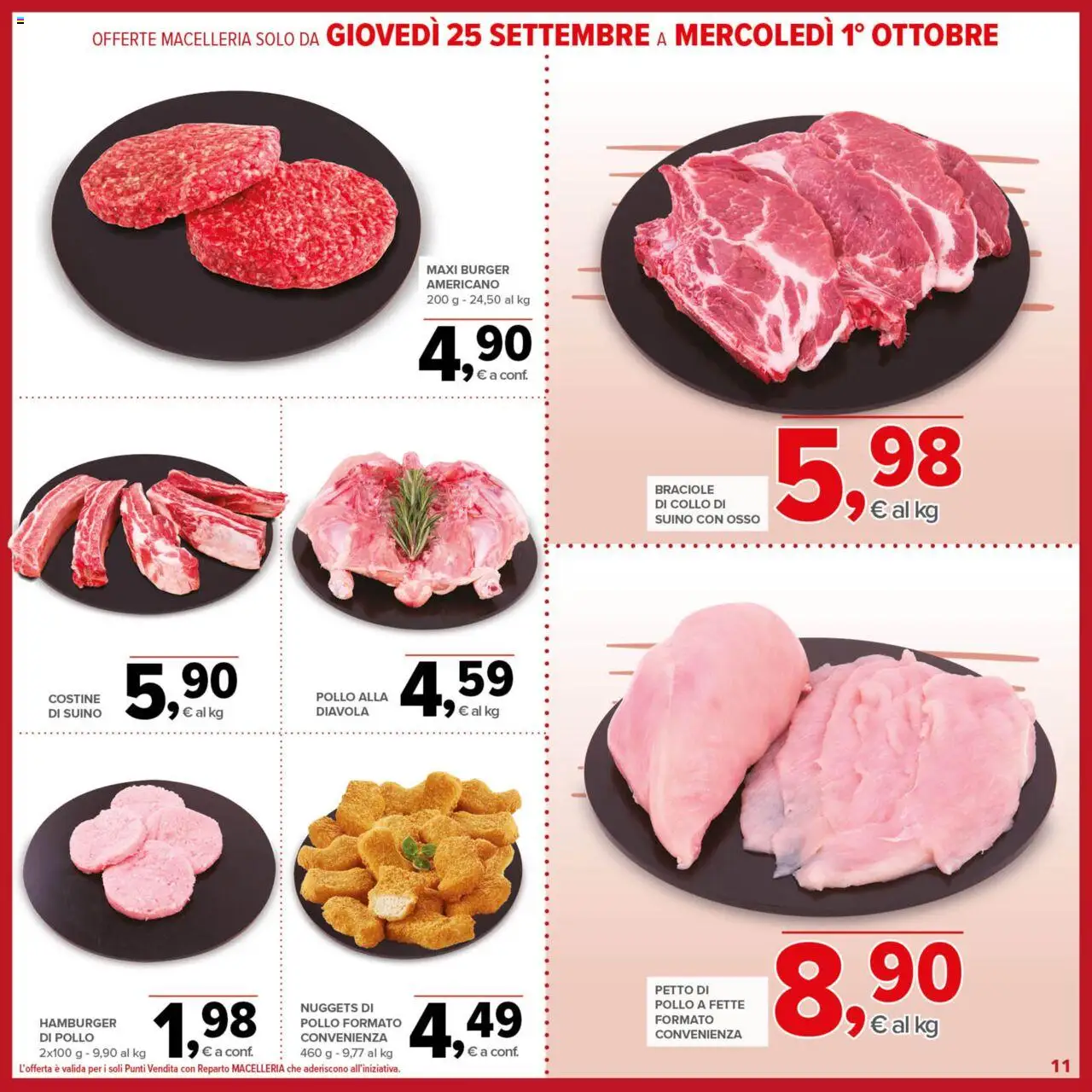 Volantino Todis del 18.09.2025 | Pagina: 11 | Prodotti: Pollo, Nuggets, Suino, Hamburger