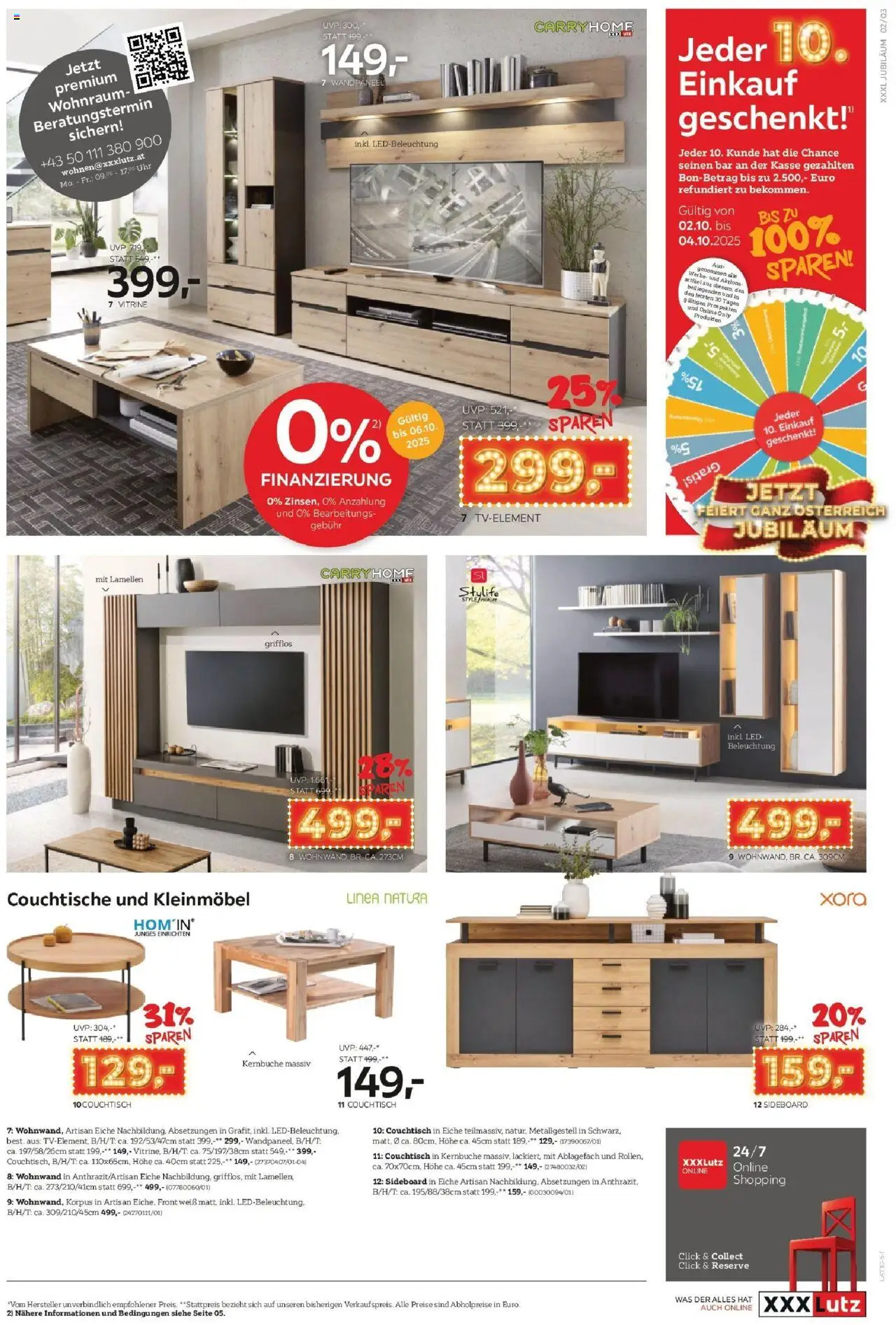 XXXLutz Prospekt aktuell gültig ab 30.09.2025 | Seite: 3 | Produkte: Uhr, Couchtisch