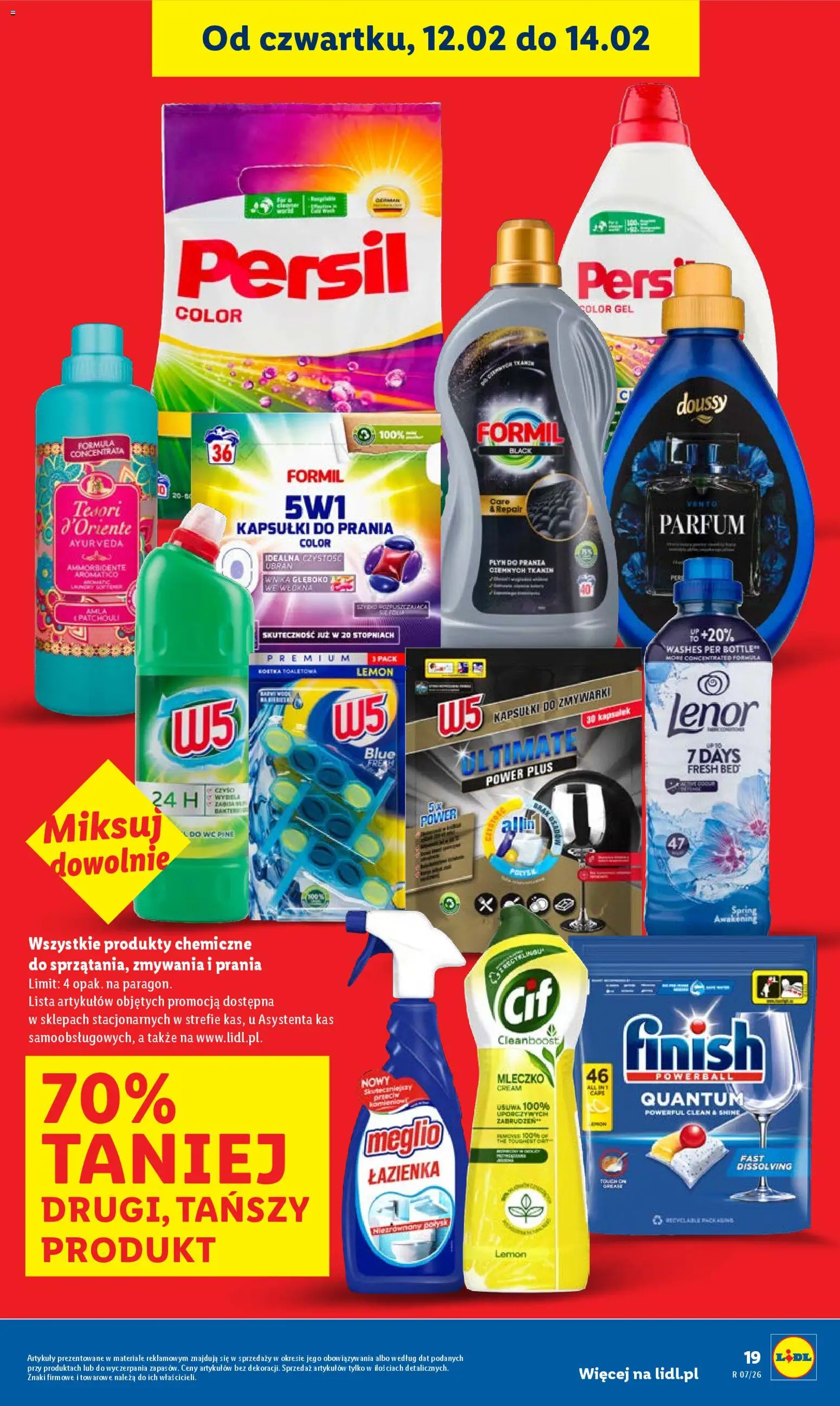 Lidl Gazetka od 12.02.2026 | Strona: 19 | Produkty: Persil, Cleaner, Kapsułki do prania, Finish