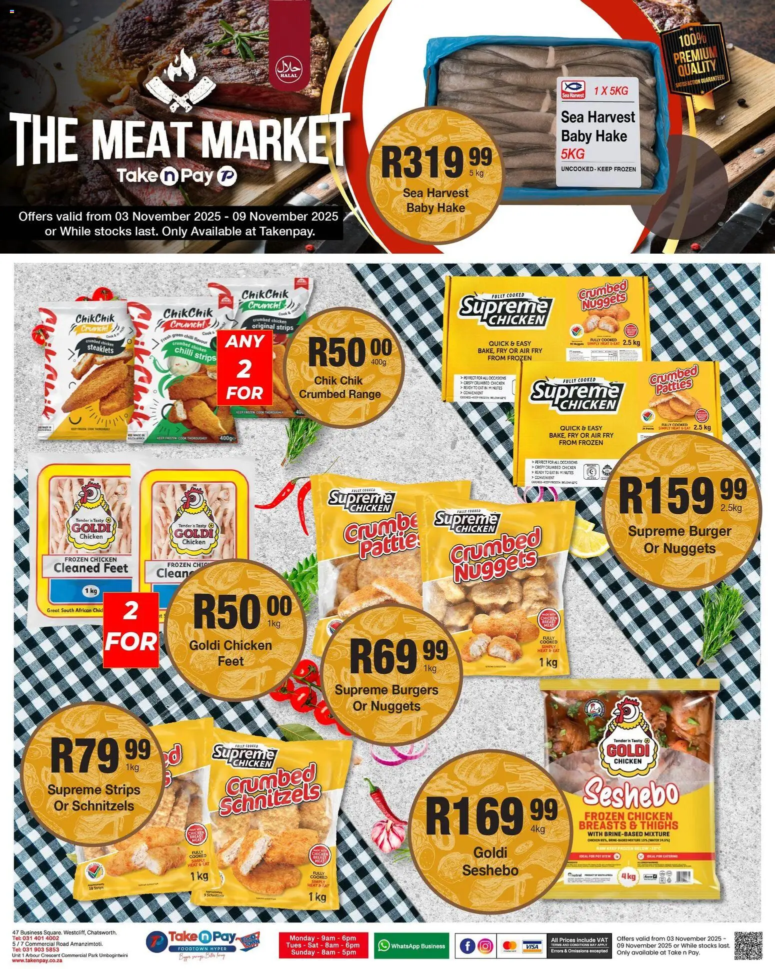 New Take n Pay catalogue – valid from 03.11.2025 | Page: 21 | Products: Chicken, Burgers, Water, Chilli