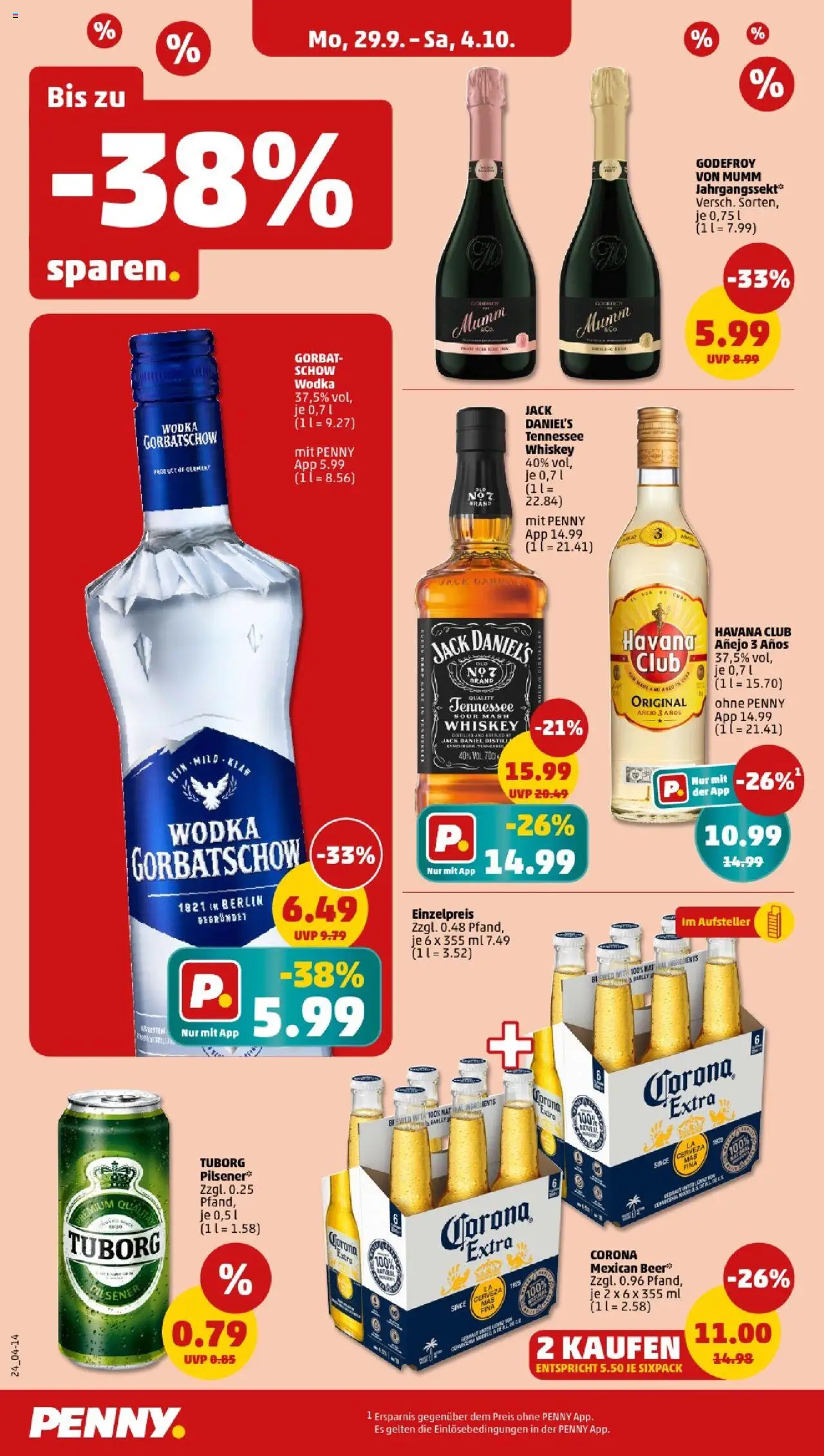 Penny - Bayern  – gültig ab 29.09.2025 | Seite: 26 | Produkte: Havana club, Jack Daniel's, Wodka, Whiskey