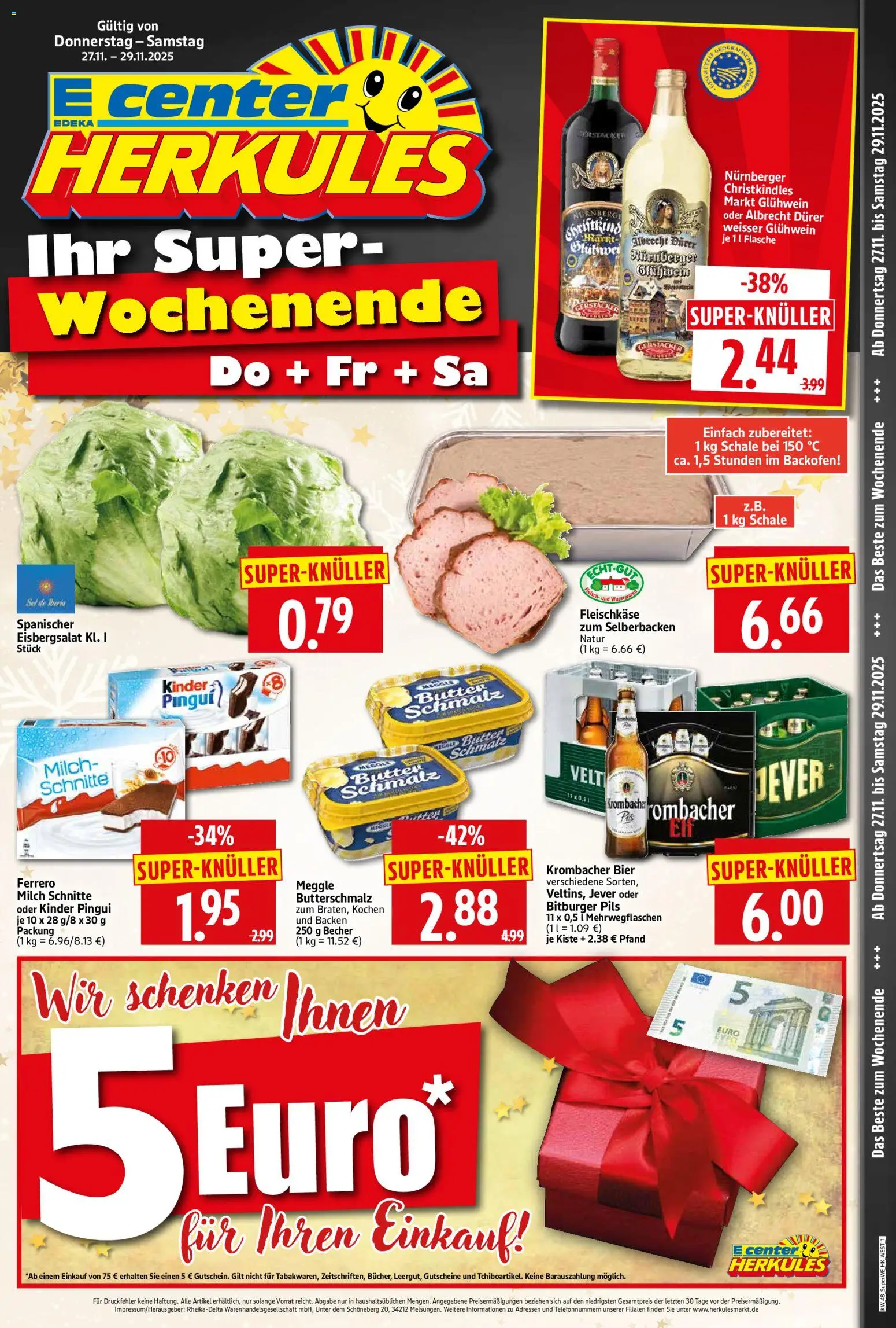 HERKULES Sonderbeilage – gültig ab 27.11.2025 | Seite: 1 | Produkte: Bitburger, Bier, Pils, Jever