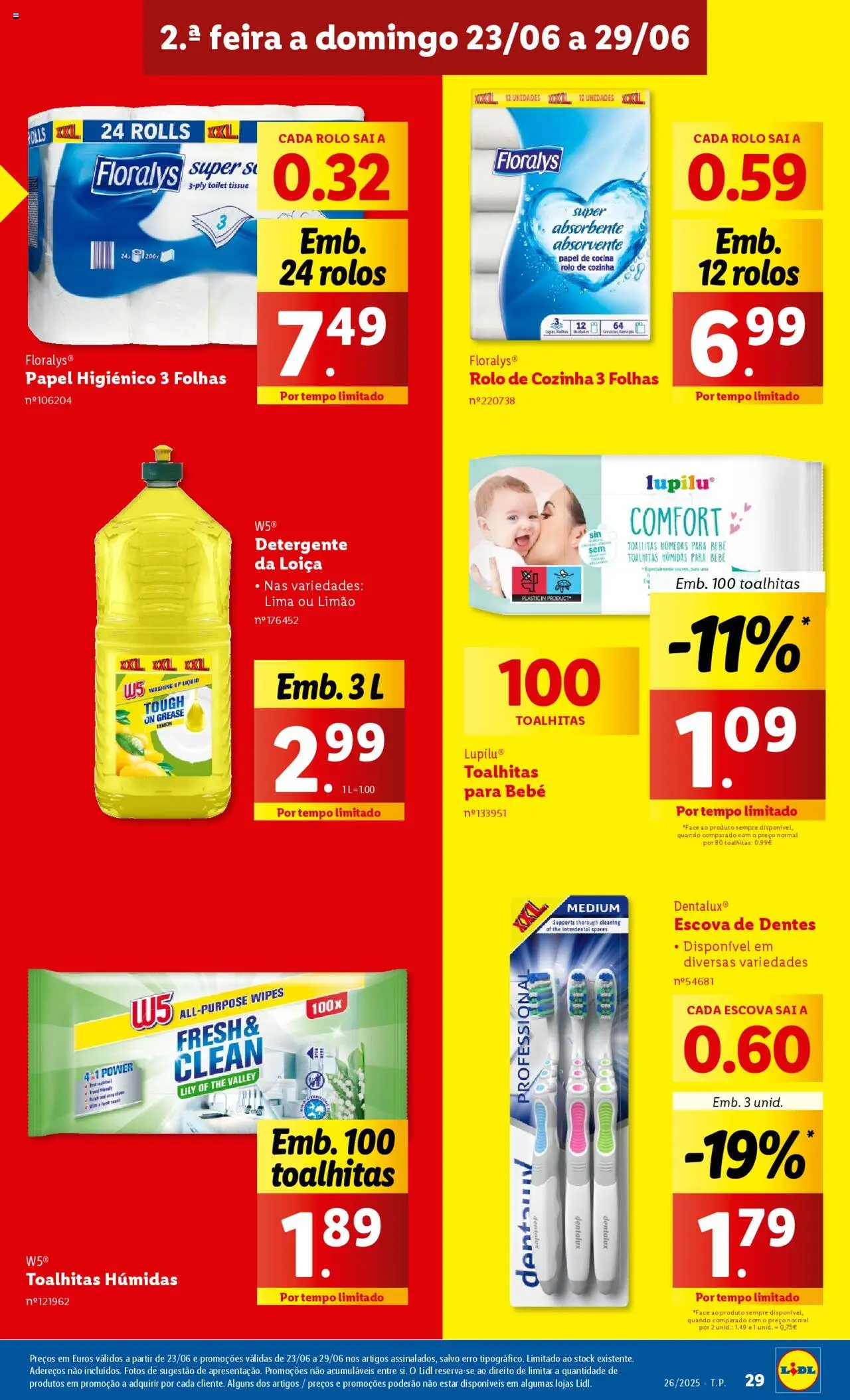Lidl folheto │ válido de 23.06.2025 | Página: 29 | Produtos: Papel higiénico, Escova de dentes, Detergente