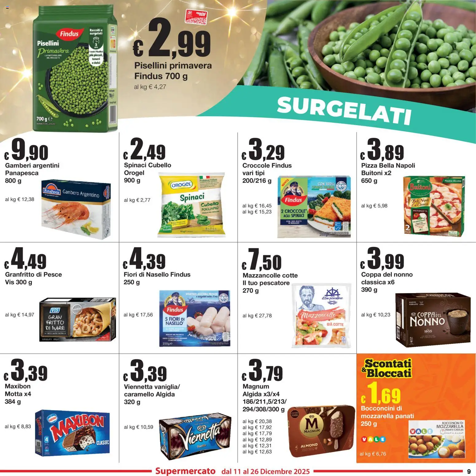 Volantino Sì con Te del 11.12.2025 | Pagina: 9 | Prodotti: Pesce, Gamberi, Mozzarella, Nasello