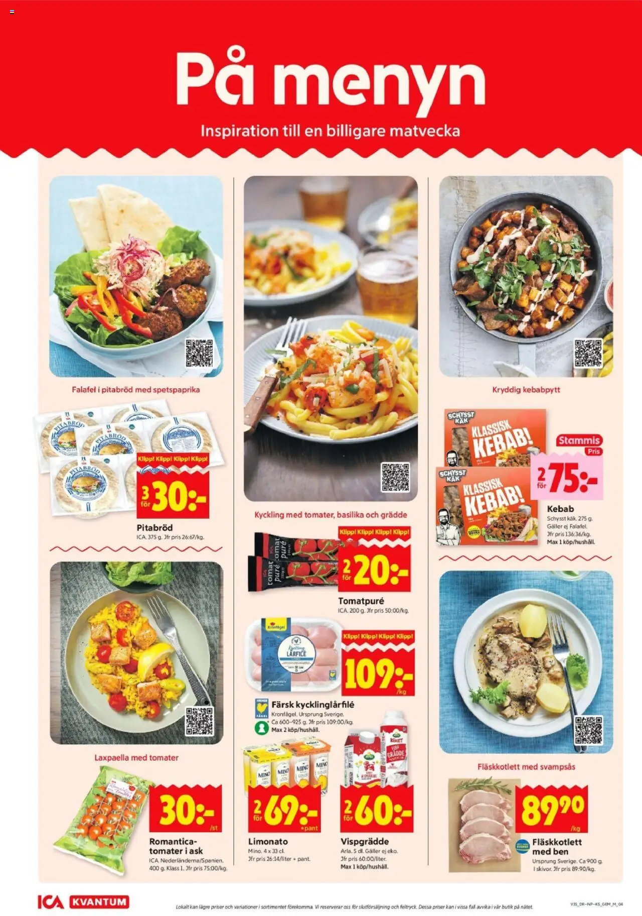 ICA Kvantum reklamblad aktuell från 25.08.2025 | Sida: 4 | Produkter: Galler, Tomater, Falafel, Grädde