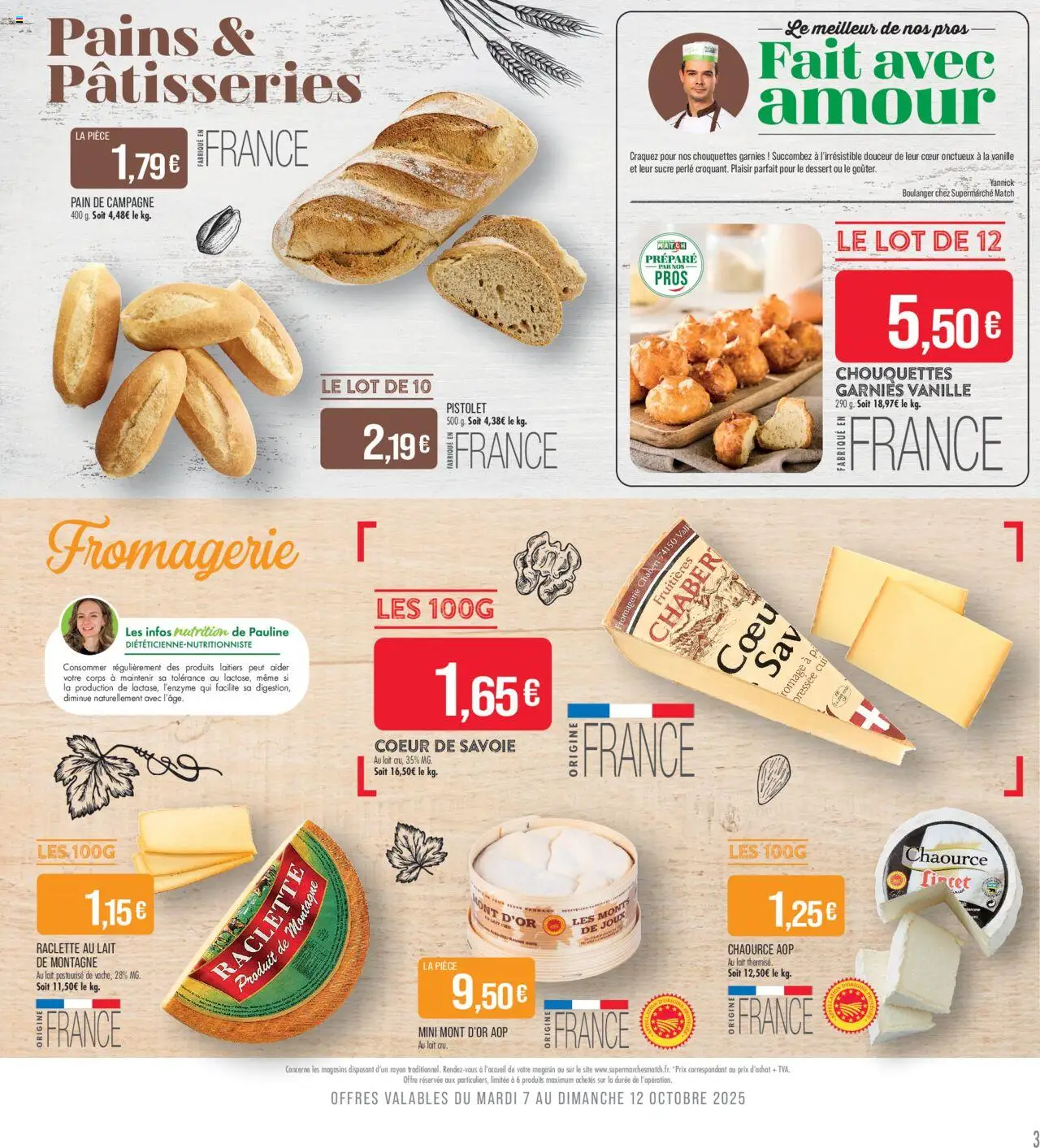 {H1} | Page: 3 | Produits: Sucre, Raclette, Mont d'or, Pain