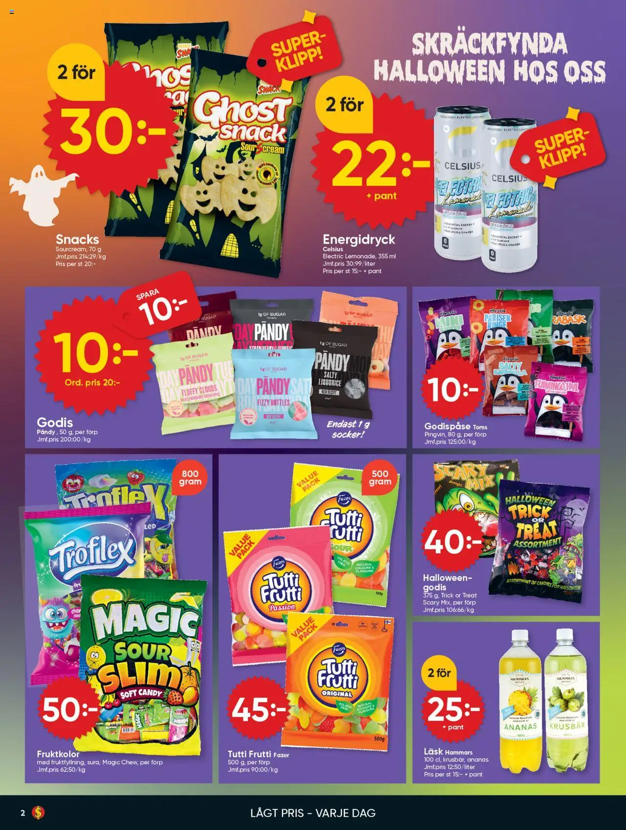 Dollar Store reklamblad aktuell från 06.10.2025 | Sida: 2 | Produkter: Tutti frutti, Energidryck, Ananas, Godis