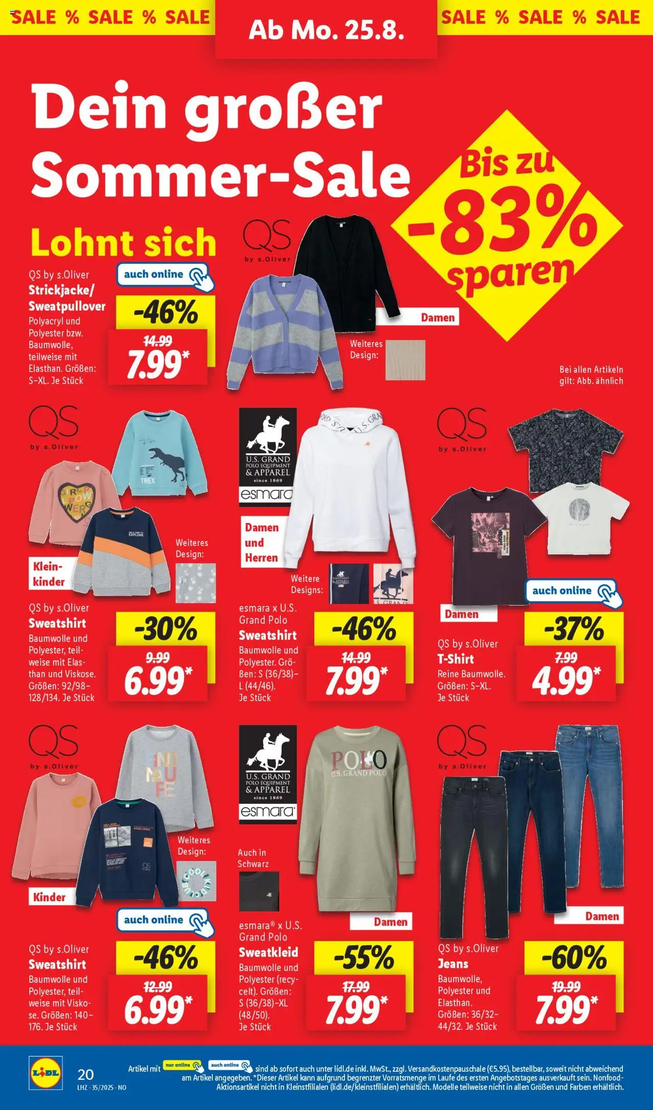 Lidl Prospekt Holzminden	 - gültig ab dem 25.08.2025 | Seite: 4 | Produkte: Sweatshirt, Jeans